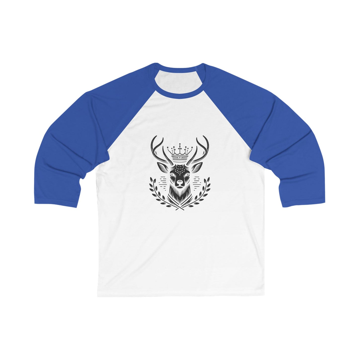 Crowned Stag Unisex 3/4 Sleeve Baseball Tee - Oh Deer Lord