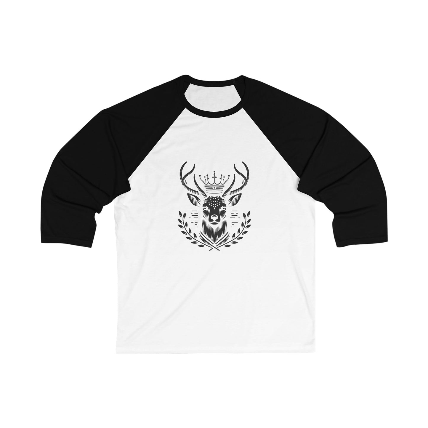 Crowned Stag Unisex 3/4 Sleeve Baseball Tee - Oh Deer Lord