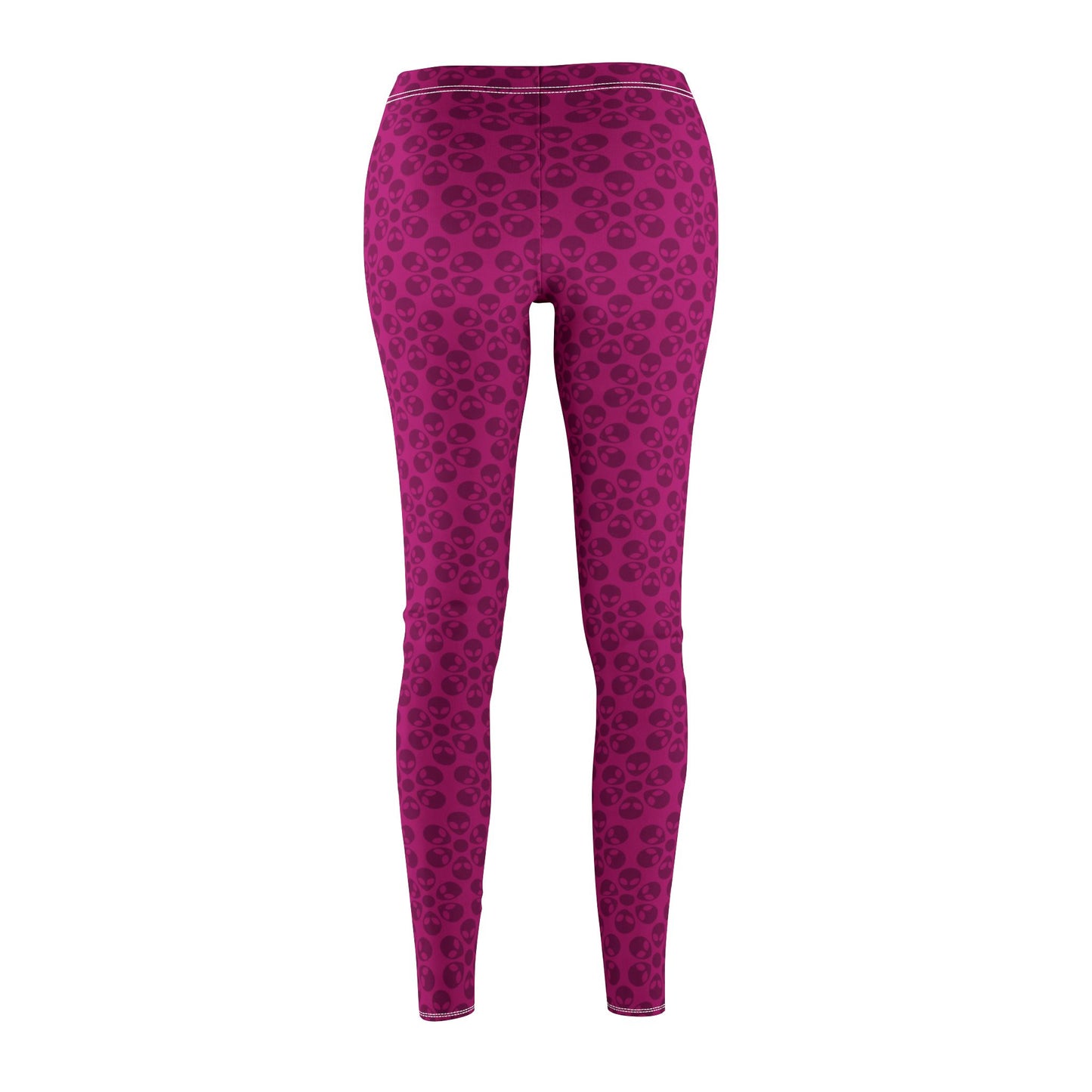 Womens Midrise Casual Leggings Alien Flowers White