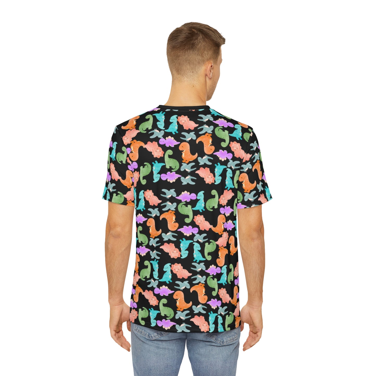 Colorful Dino Tee Fun Playful Shirt for Ocean Lovers Casual Wear Summer Outfits Beach Activities Gifts for Him Rainbow Dinos Black