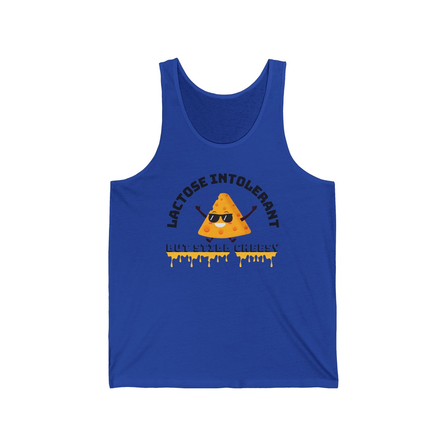 Lactose Intolerant Unisex Jersey Tank, Funny Dairy-Free Shirt, Summer Apparel, Gift for Lactose-Free Lovers, Casual Wear
