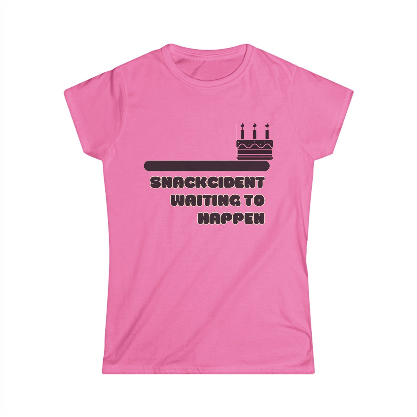 Funny Women's Softstyle Tee | Snackcident Shirt, Gift for Food Lovers, Birthday Pajama Top, Casual Wear, Humor Tee