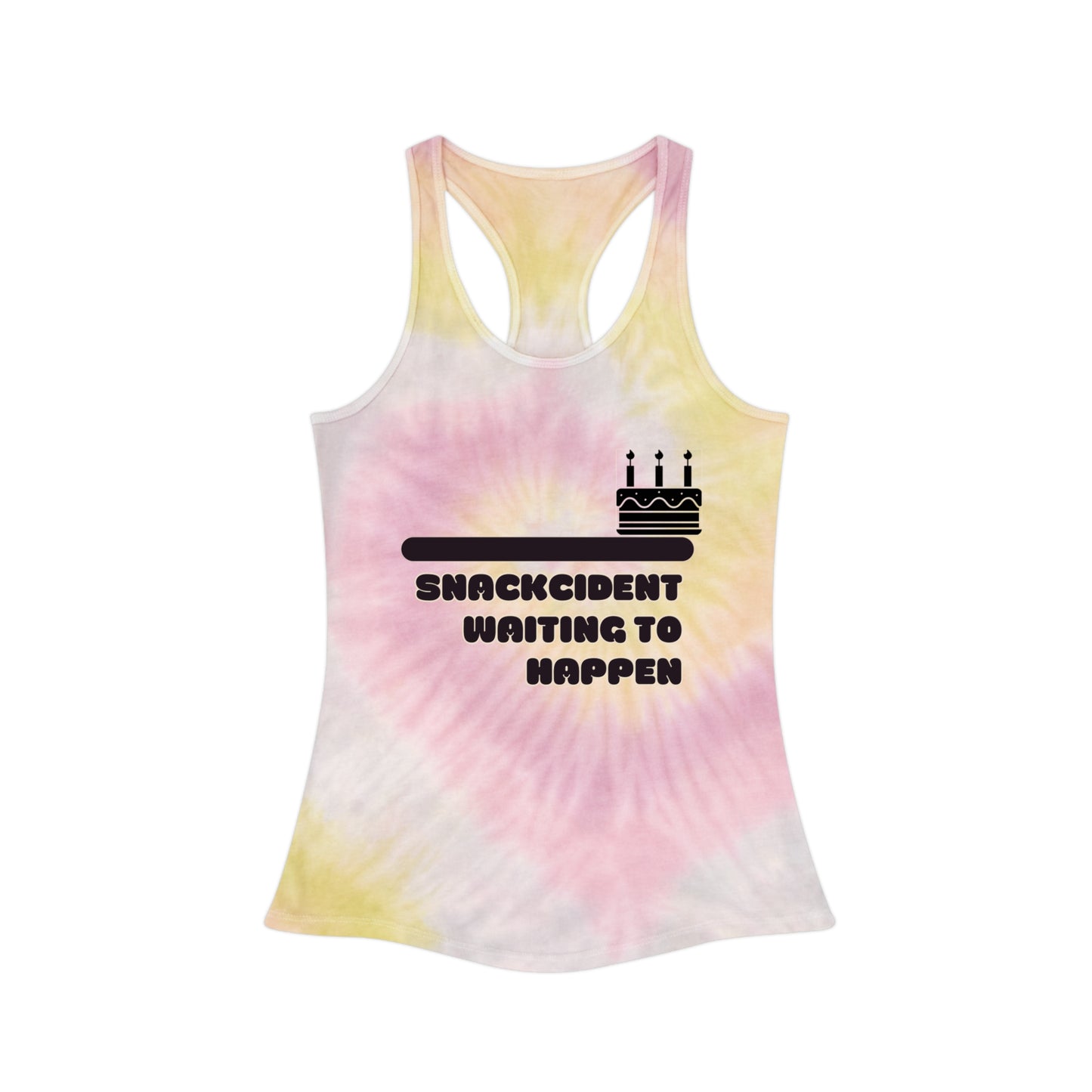 Snacking Bliss Tie Dye Racerback Tank Top, Fun Workout Gear, Beachwear, Gift for Food Lovers, Summer Festival Top