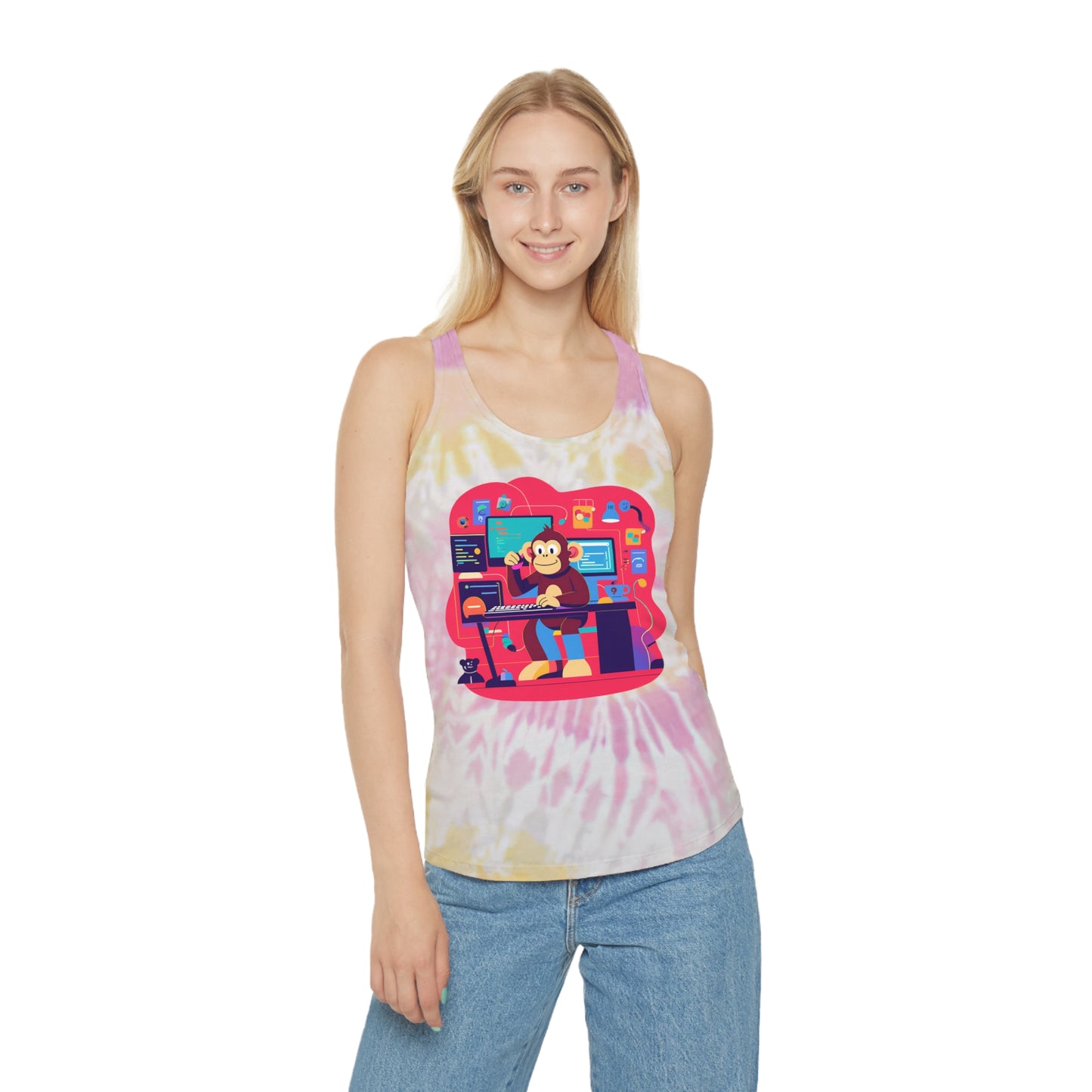 Fun Tie Dye Racerback Tank Top - Perfect for Summer, Beach Days, Festivals, Vacation Outfits, and Casual Wear