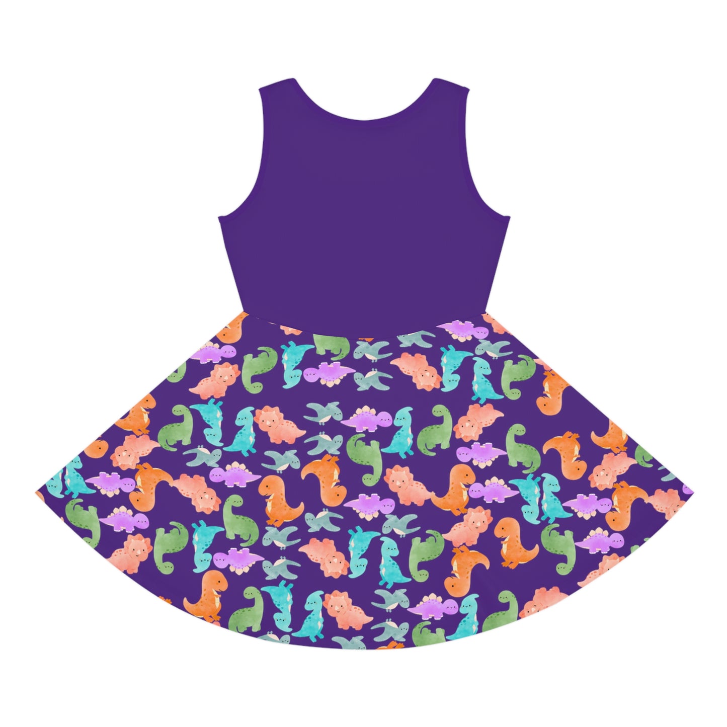 Colorful Dino Print Girls Sleeveless Sundress Summer Dress Beachwear Birthday Gift Toddler Outfit Playful Sundress Rainbow Dinos Purple
