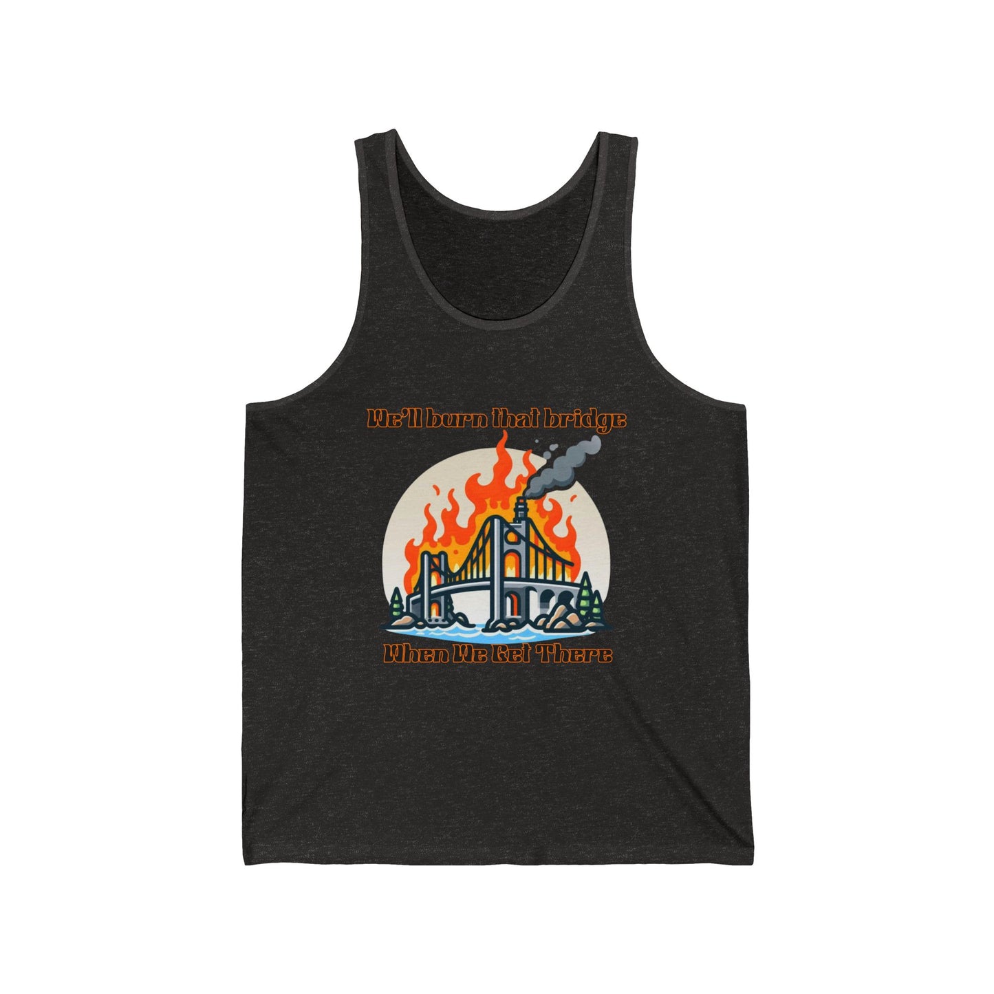 Fire Bridge Graphic Unisex Jersey Tank - Perfect for Festivals and Casual Outings