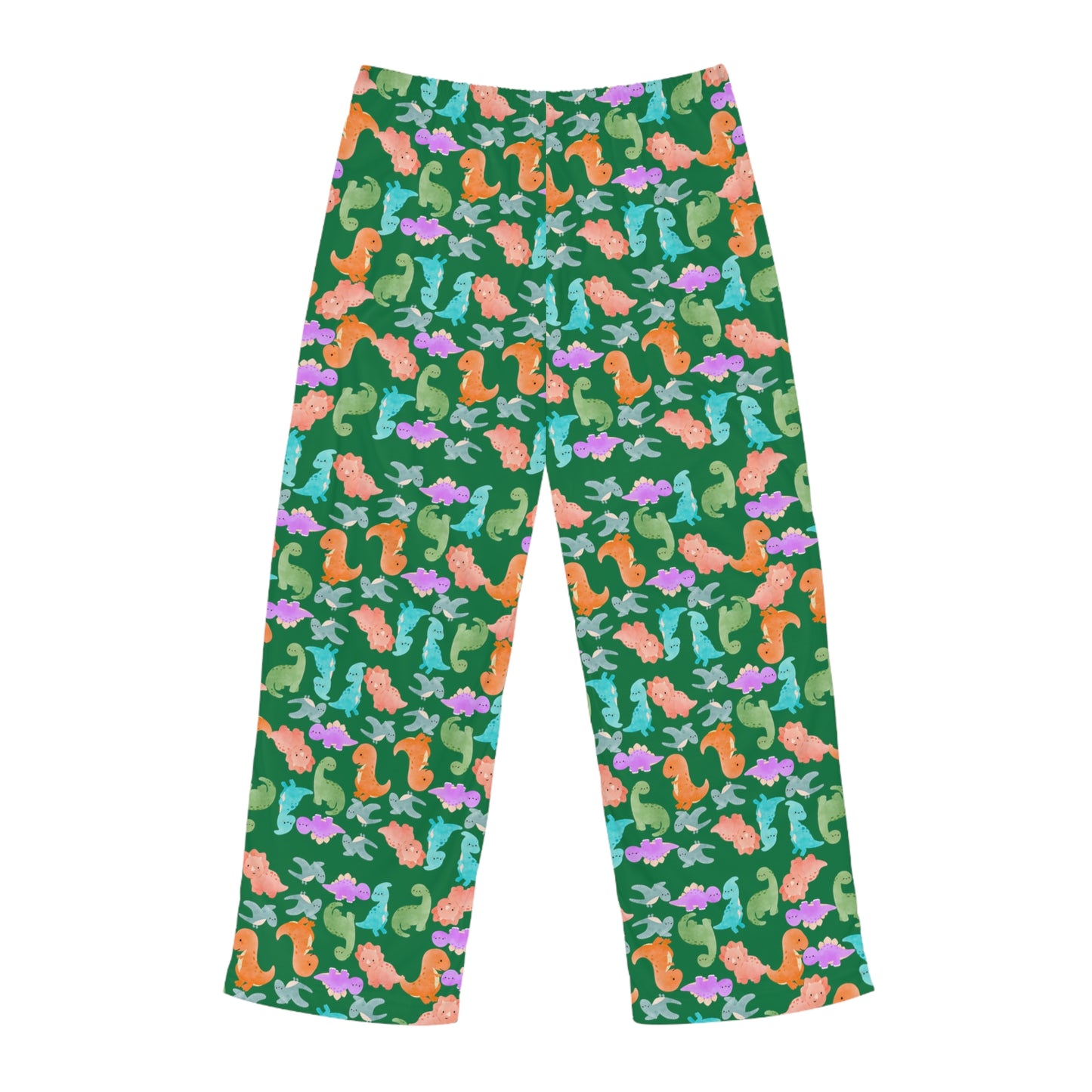 Colorful Mens Pajama Pants | Cozy Loungewear for Relaxation Gift for Him Beach Vibes Summer Nights Sleepwear Rainbow Dinos Dark Green