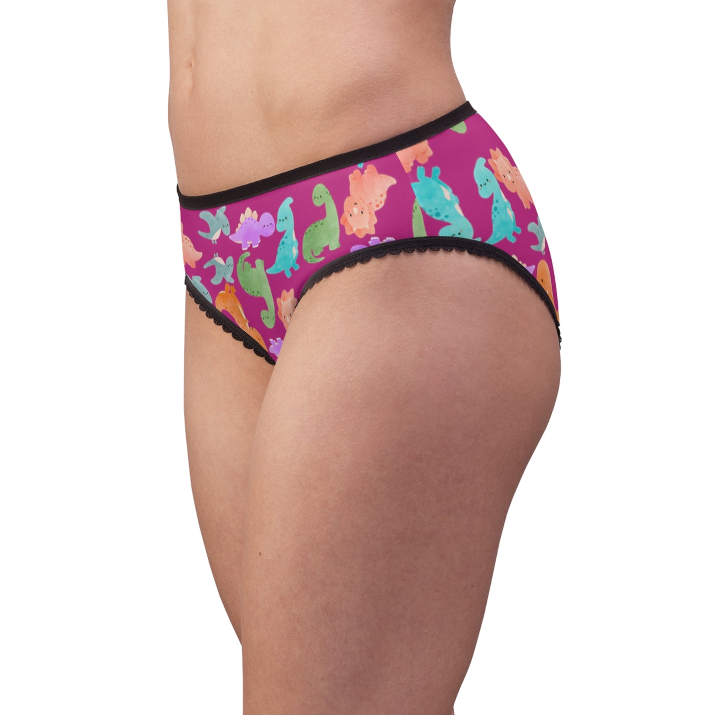 Colorful Womens Briefs with Fun Animal Patterns Cute Underwear AOP Lingerie Gifts for Her Comfortable Daily Wear Rainbow Dinos Pink