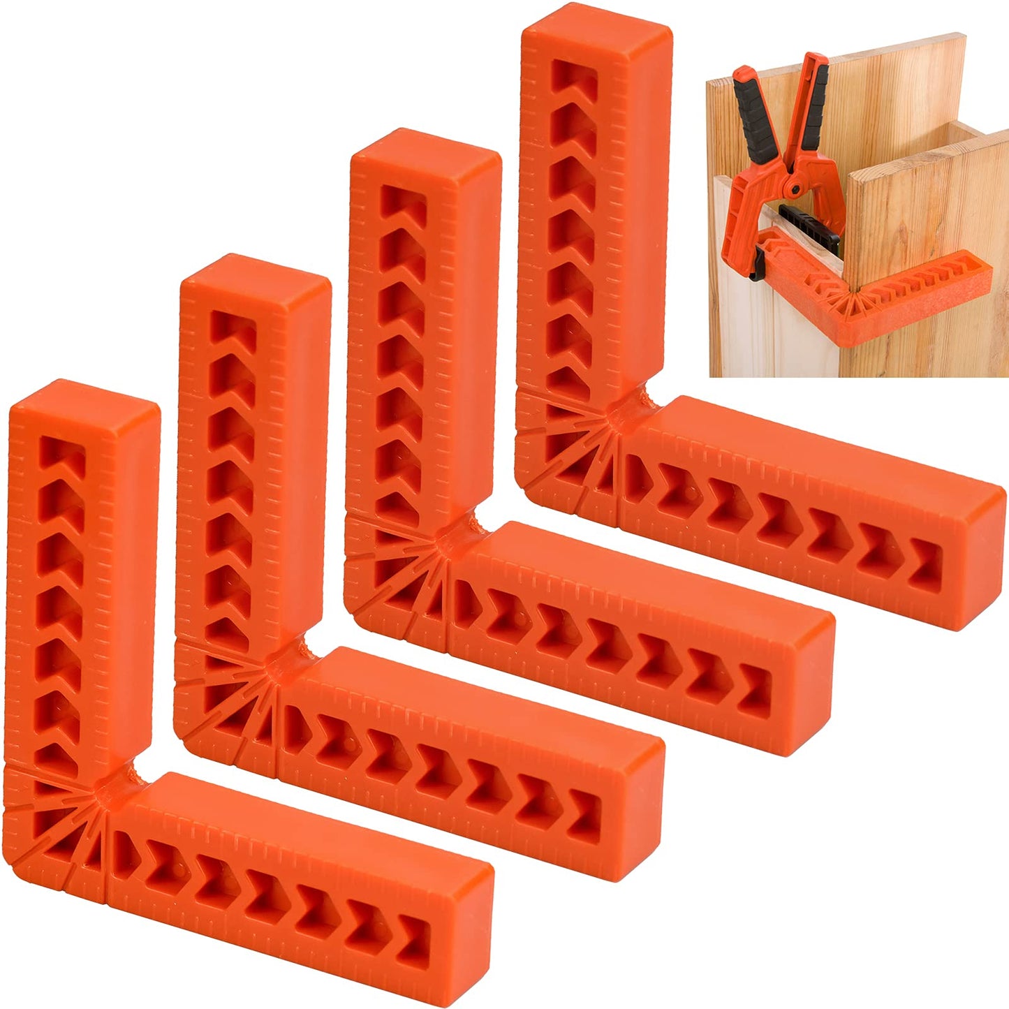 Wandefol 4pcs Positioning Squares, 90 Degree Corner Clamp, 4" Right Angle Clamps, Woodworking Tools for Picture Frames, Boxes, Cabinets or Drawers, Carpenter Square Tool