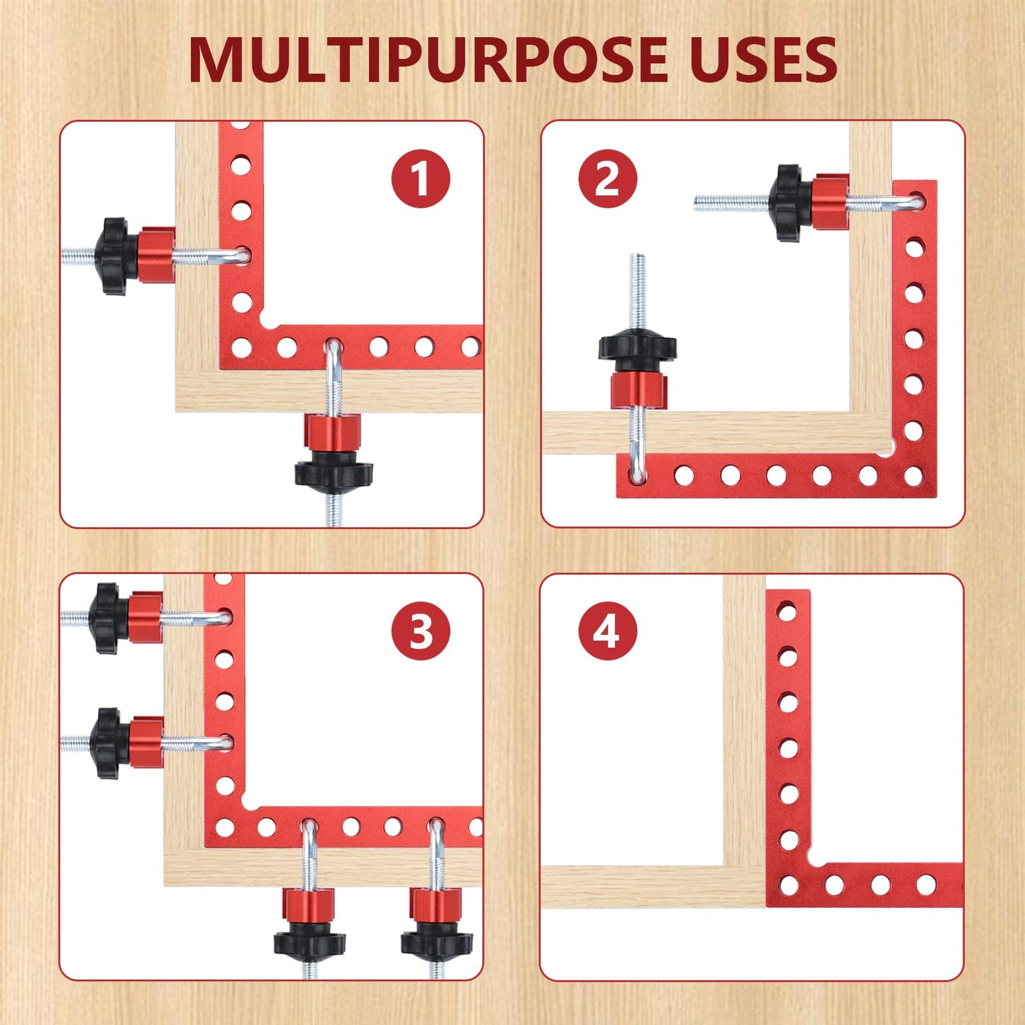 90 Degree Clamp, 2 Sets Corner Clamps 5.5" x 5.5"(14 x 14cm) 90 Degree Positioning Square Aluminum Alloy Square Clamps for Woodworking Cabinet Picture Frames
