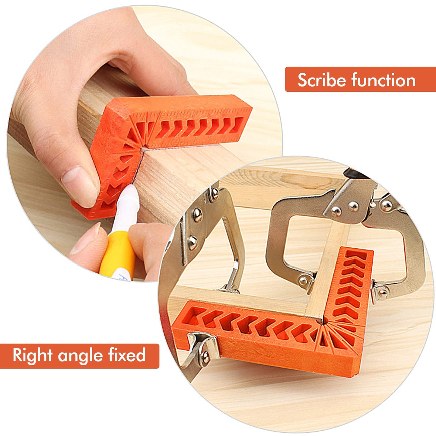 Wandefol 4pcs Positioning Squares, 90 Degree Corner Clamp, 4" Right Angle Clamps, Woodworking Tools for Picture Frames, Boxes, Cabinets or Drawers, Carpenter Square Tool