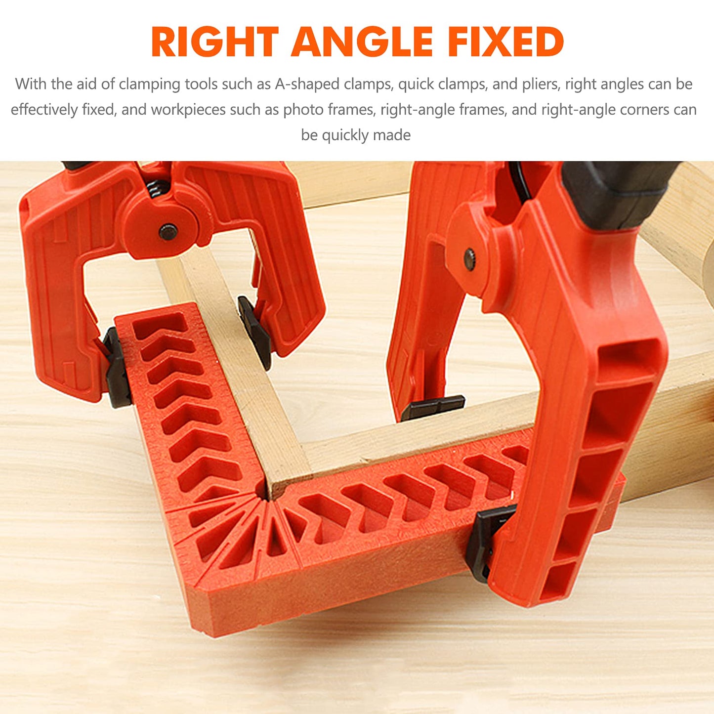 Wandefol 4pcs Positioning Squares, 90 Degree Corner Clamp, 4" Right Angle Clamps, Woodworking Tools for Picture Frames, Boxes, Cabinets or Drawers, Carpenter Square Tool