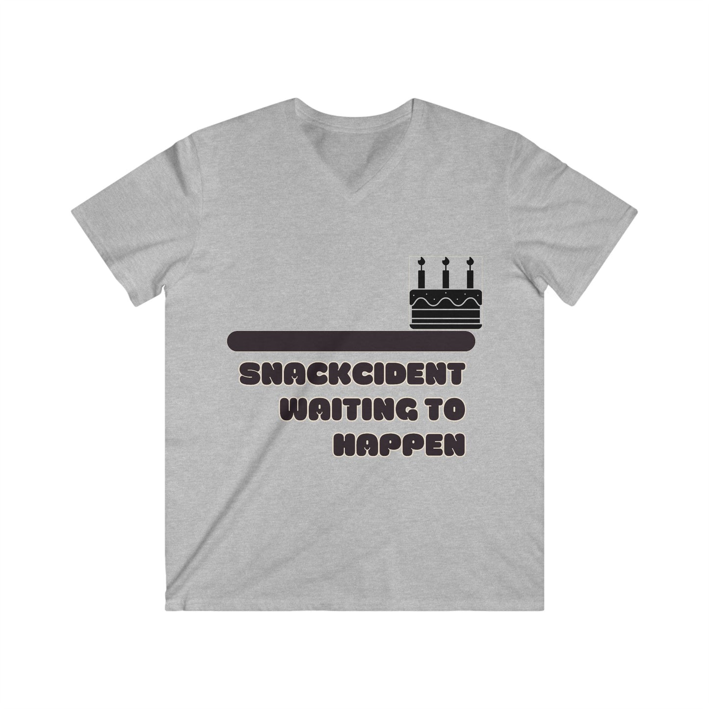 Humorous Men's V-Neck Tee - Snackcident Waiting to Happen, Funny Gift, Casual Wear, Birthday Party, Food Lover Apparel