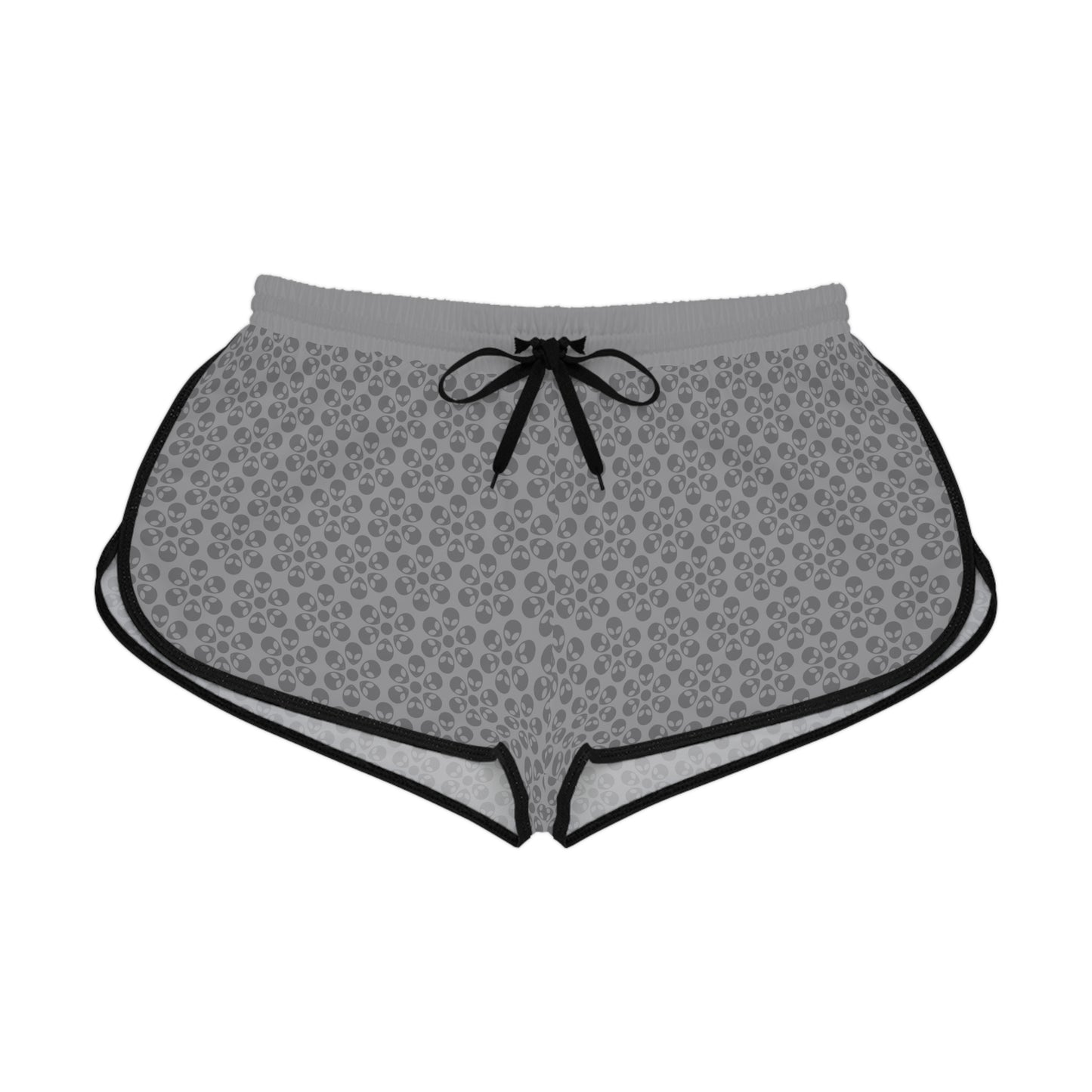 Womens Relaxed Shorts Alien Flowers Grey