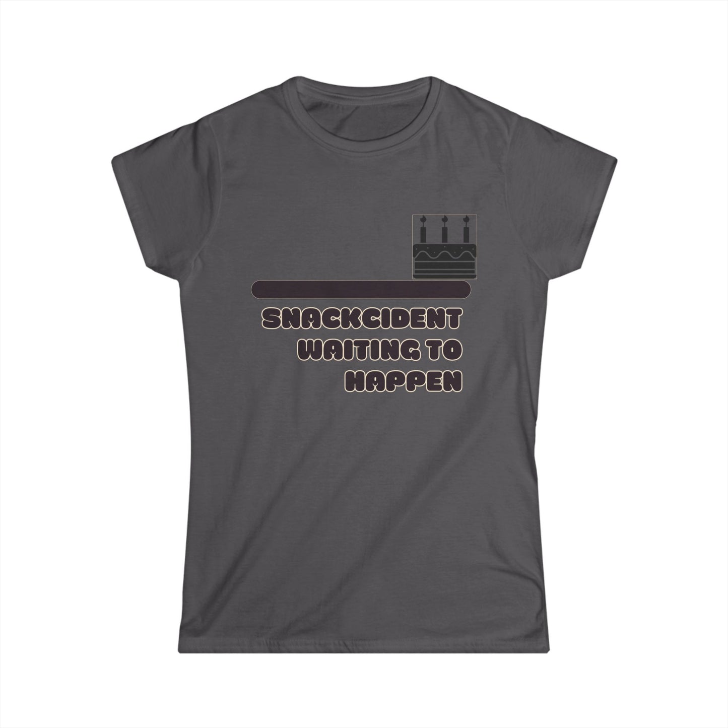 Funny Women's Softstyle Tee | Snackcident Shirt, Gift for Food Lovers, Birthday Pajama Top, Casual Wear, Humor Tee