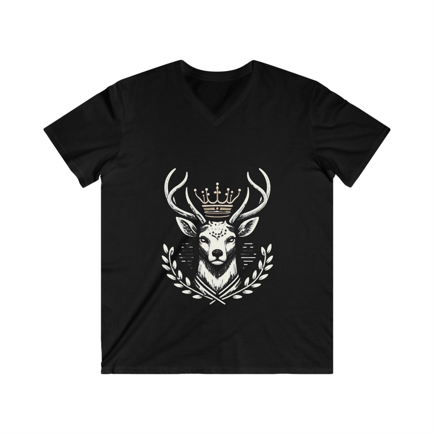 Majestic Stag V-Neck Tee for Nature Lovers - Oh Deer Lord
