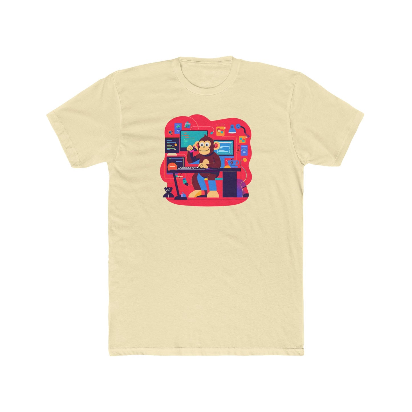 Playful Monkey Themed Unisex Cotton Crew Tee, Fun Gamer Shirt, Casual Tee, Graphic Tee, Gift for Kids and Teens