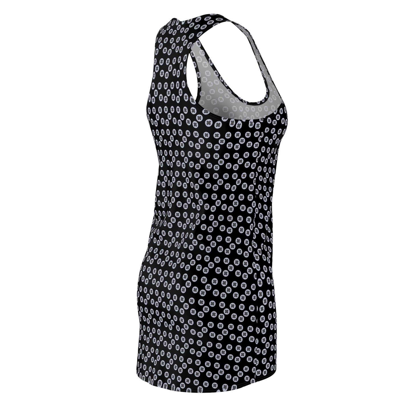 Floral Pattern Racerback Dress, Summer Dress, Casual Dress, Beachwear, Party Dress, Vacation Outfit - Black