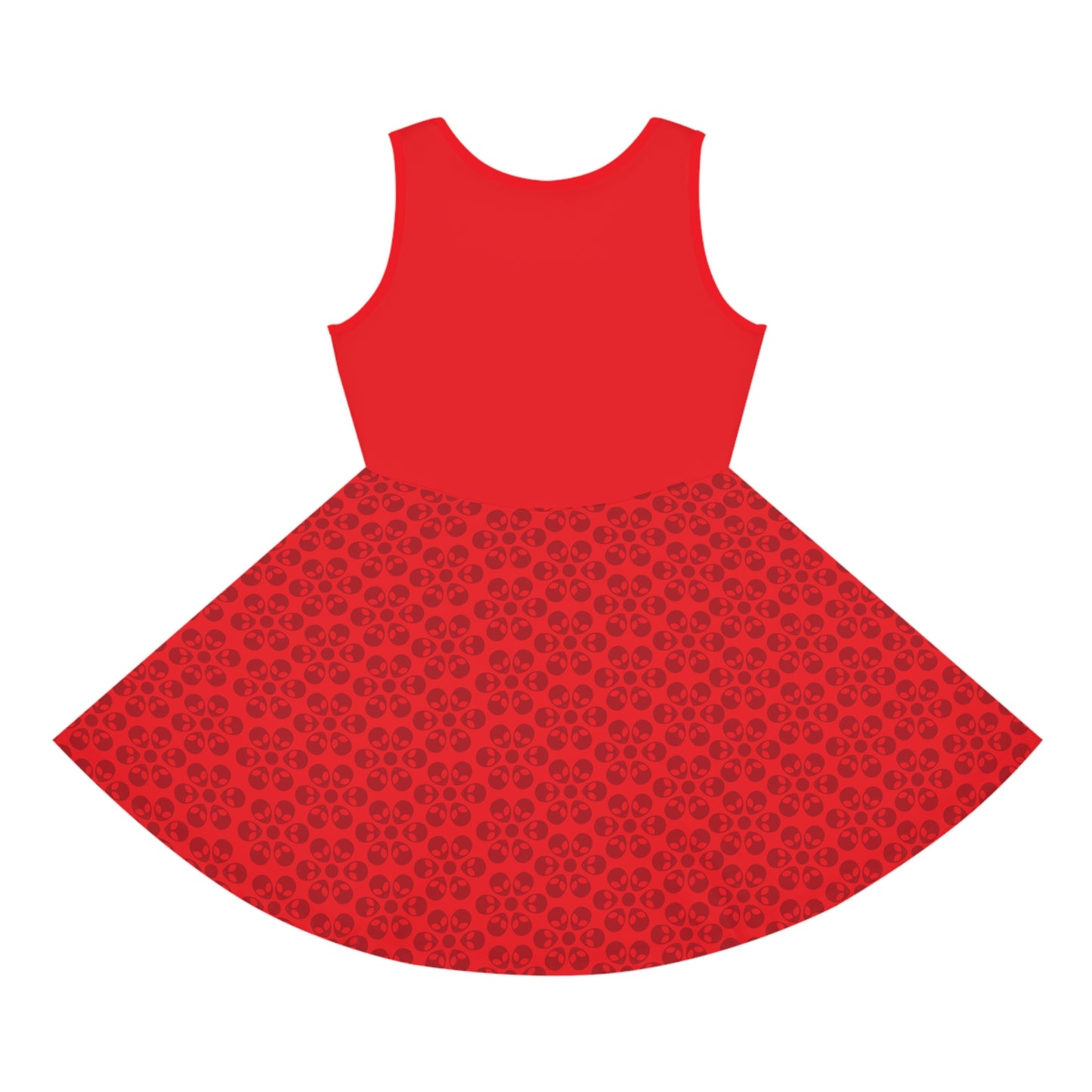 Girls Floral Sleeveless Sundress Cute Summer Dress Kids Fashion Birthday Outfit Playful Floral Pattern Spring Dress Alien Flowers Red