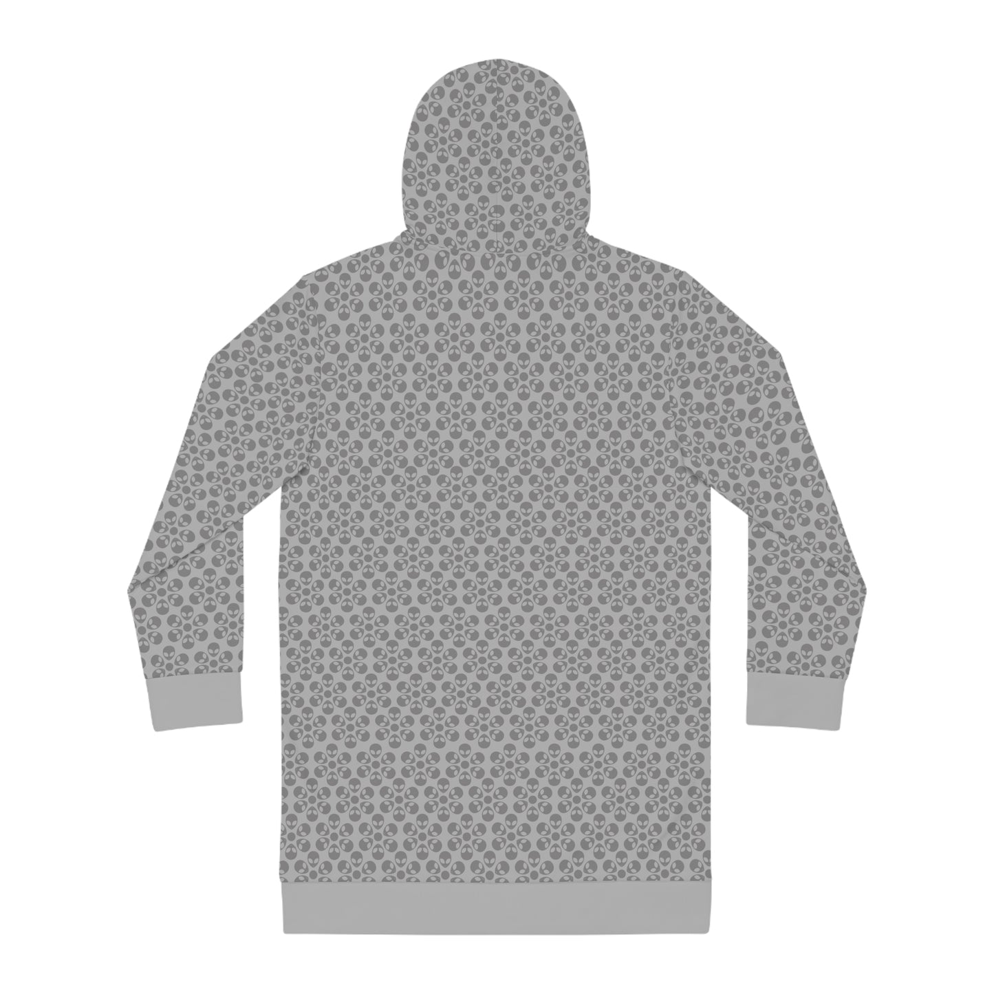Womens Hoodie Dress Alien Flowers Light Grey