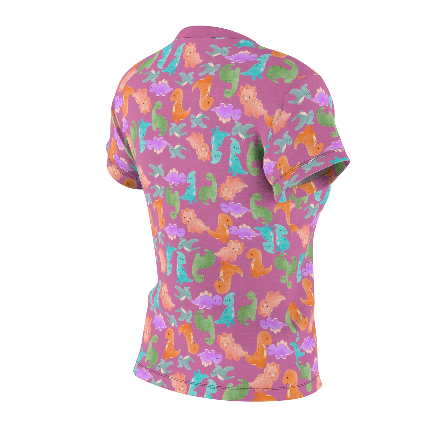 Colorful Dino Womens Tee Cute Summer Top Vibrant Casual Shirt Sea Animal Print Tee Gifts for Ocean Lovers Beachwear Rainbow Dinos Light Pink