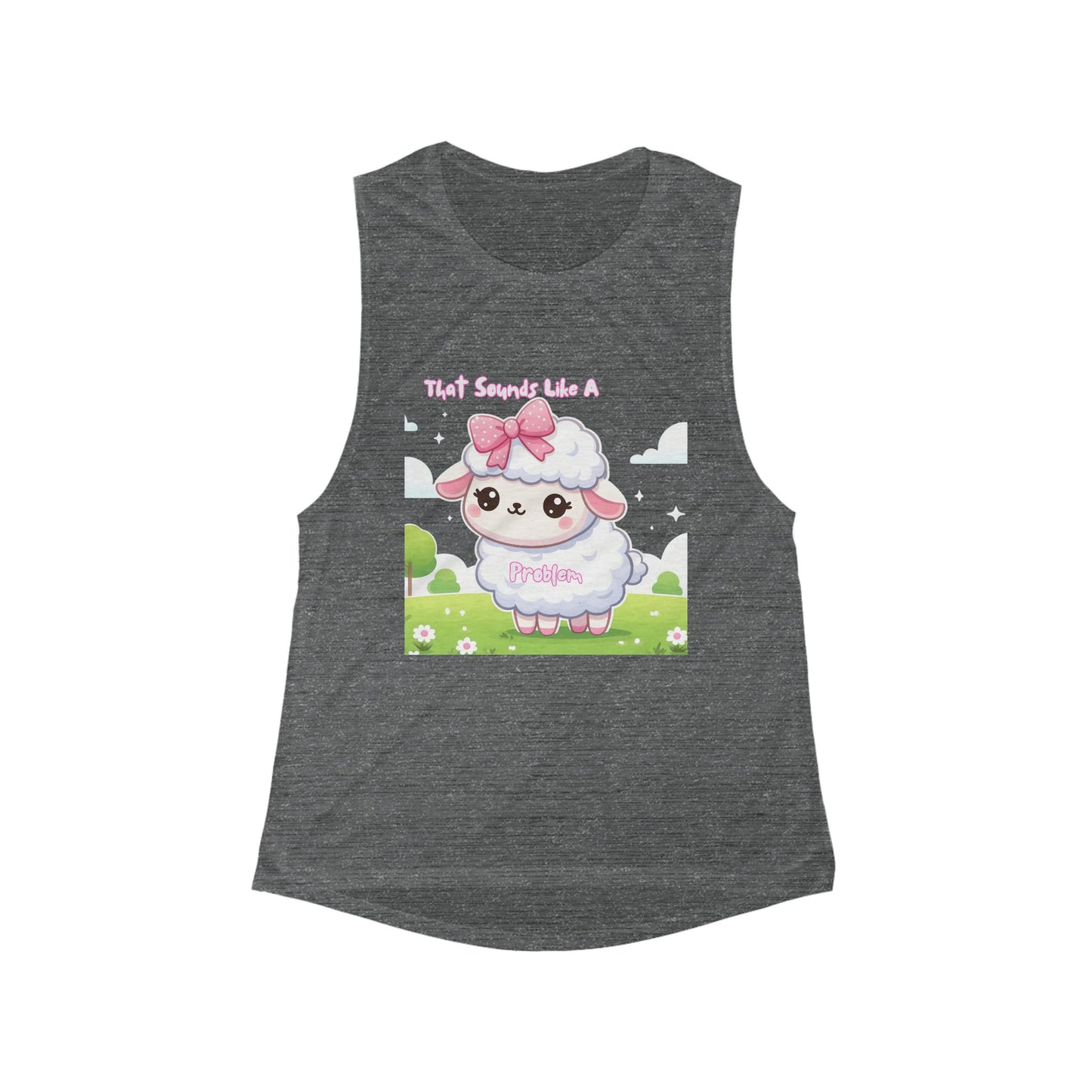 Cute Sheep Graphic Muscle Tank for Women - 'That Sounds Like A Protein'