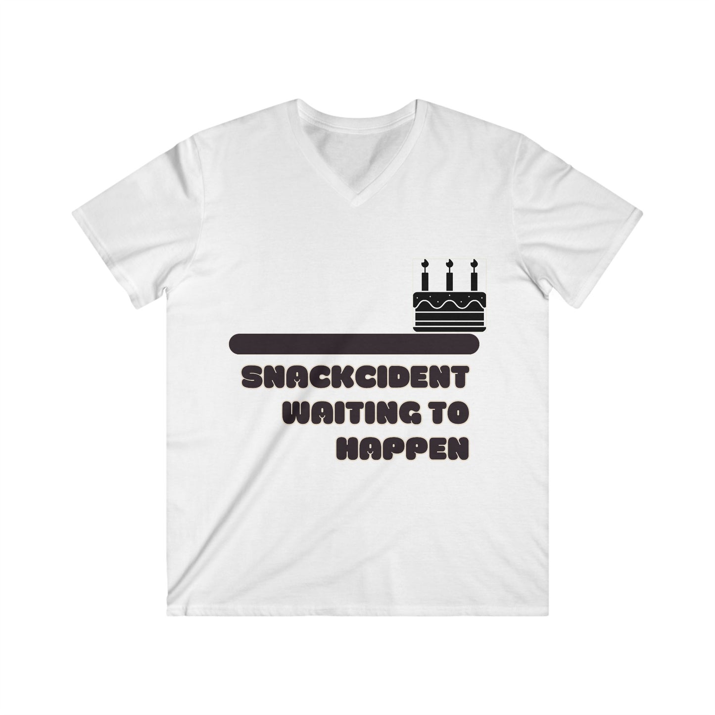 Humorous Men's V-Neck Tee - Snackcident Waiting to Happen, Funny Gift, Casual Wear, Birthday Party, Food Lover Apparel