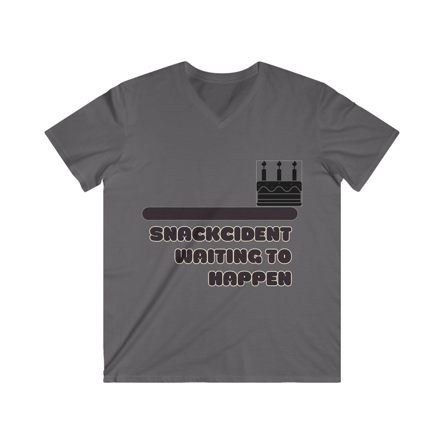 Humorous Men's V-Neck Tee - Snackcident Waiting to Happen, Funny Gift, Casual Wear, Birthday Party, Food Lover Apparel