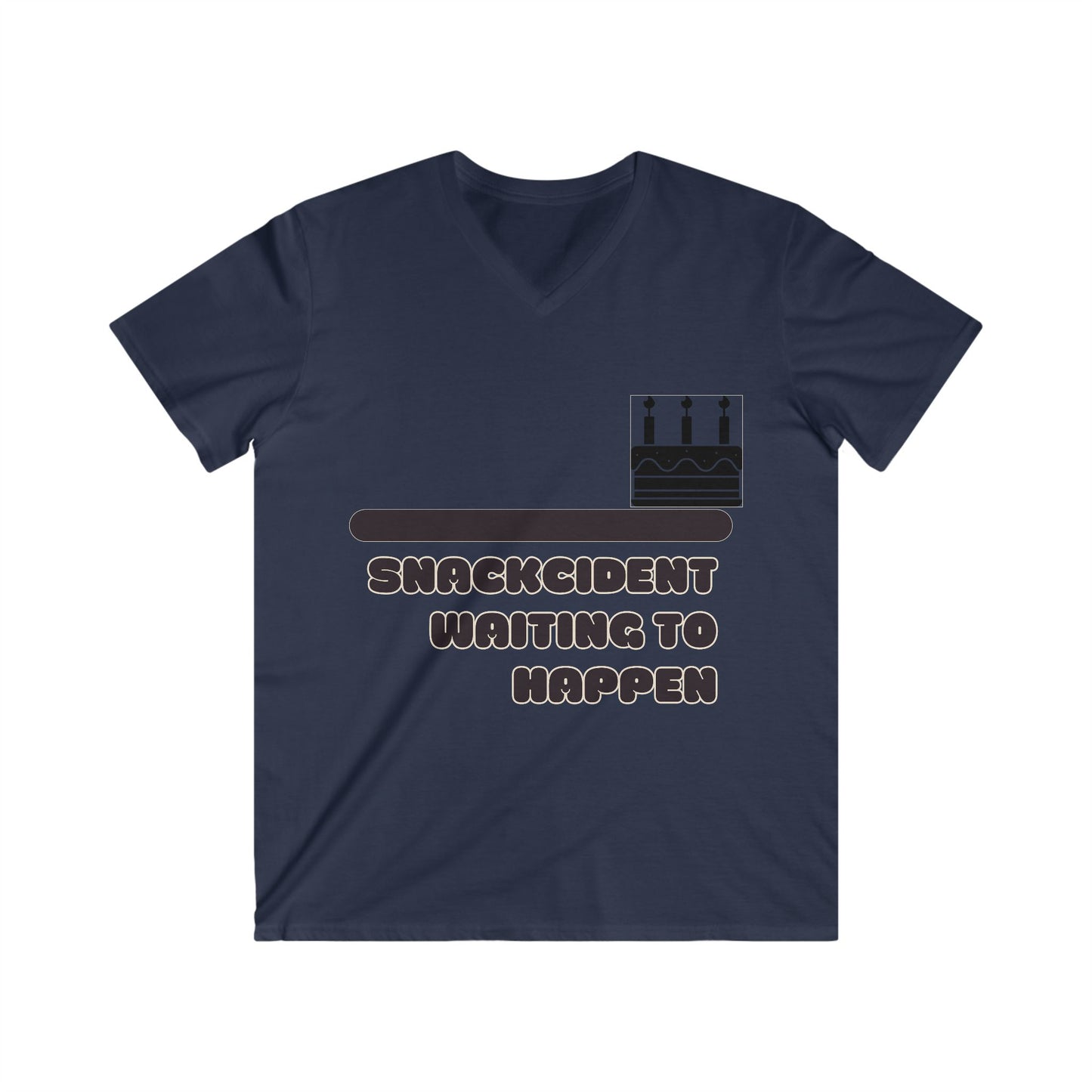 Humorous Men's V-Neck Tee - Snackcident Waiting to Happen, Funny Gift, Casual Wear, Birthday Party, Food Lover Apparel