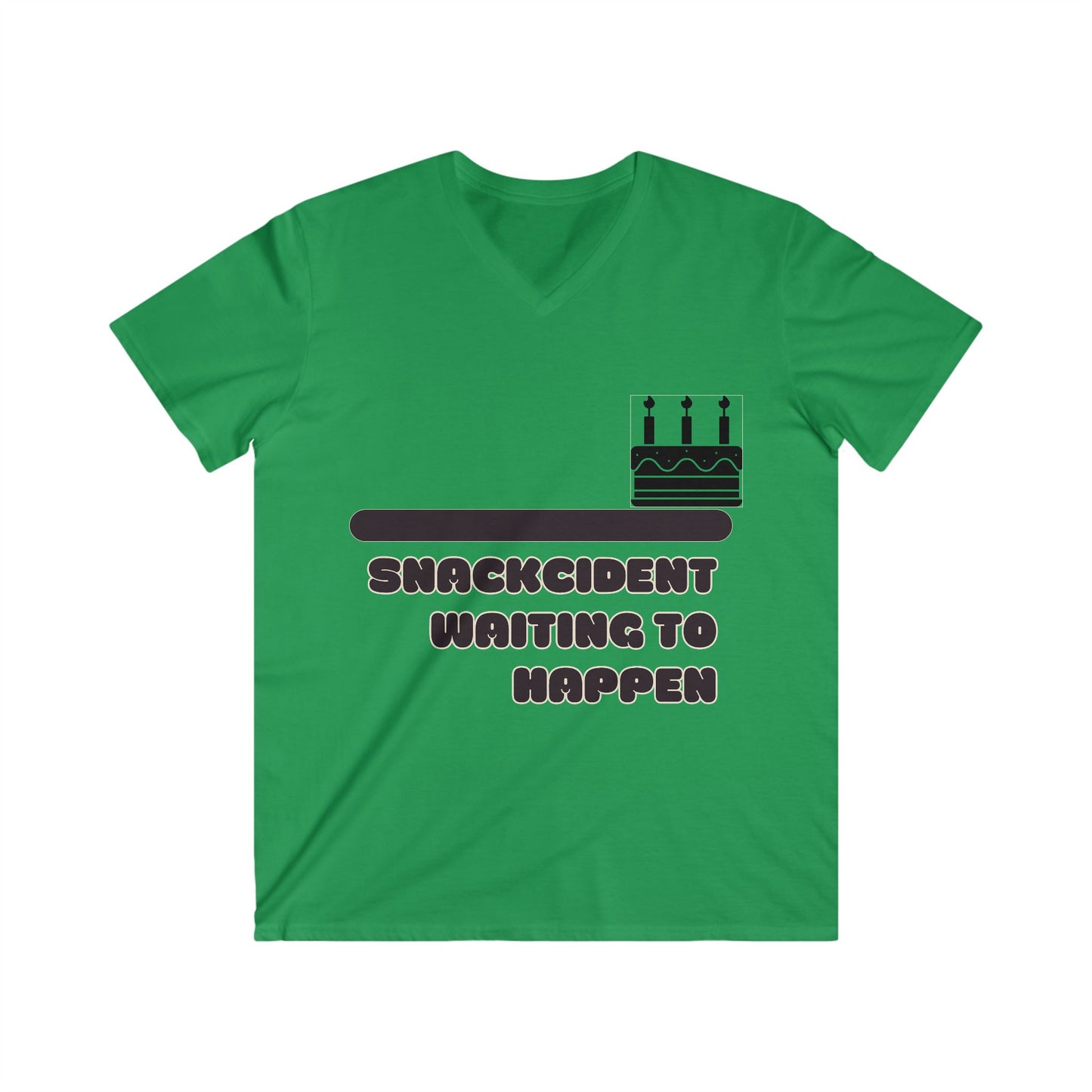 Humorous Men's V-Neck Tee - Snackcident Waiting to Happen, Funny Gift, Casual Wear, Birthday Party, Food Lover Apparel