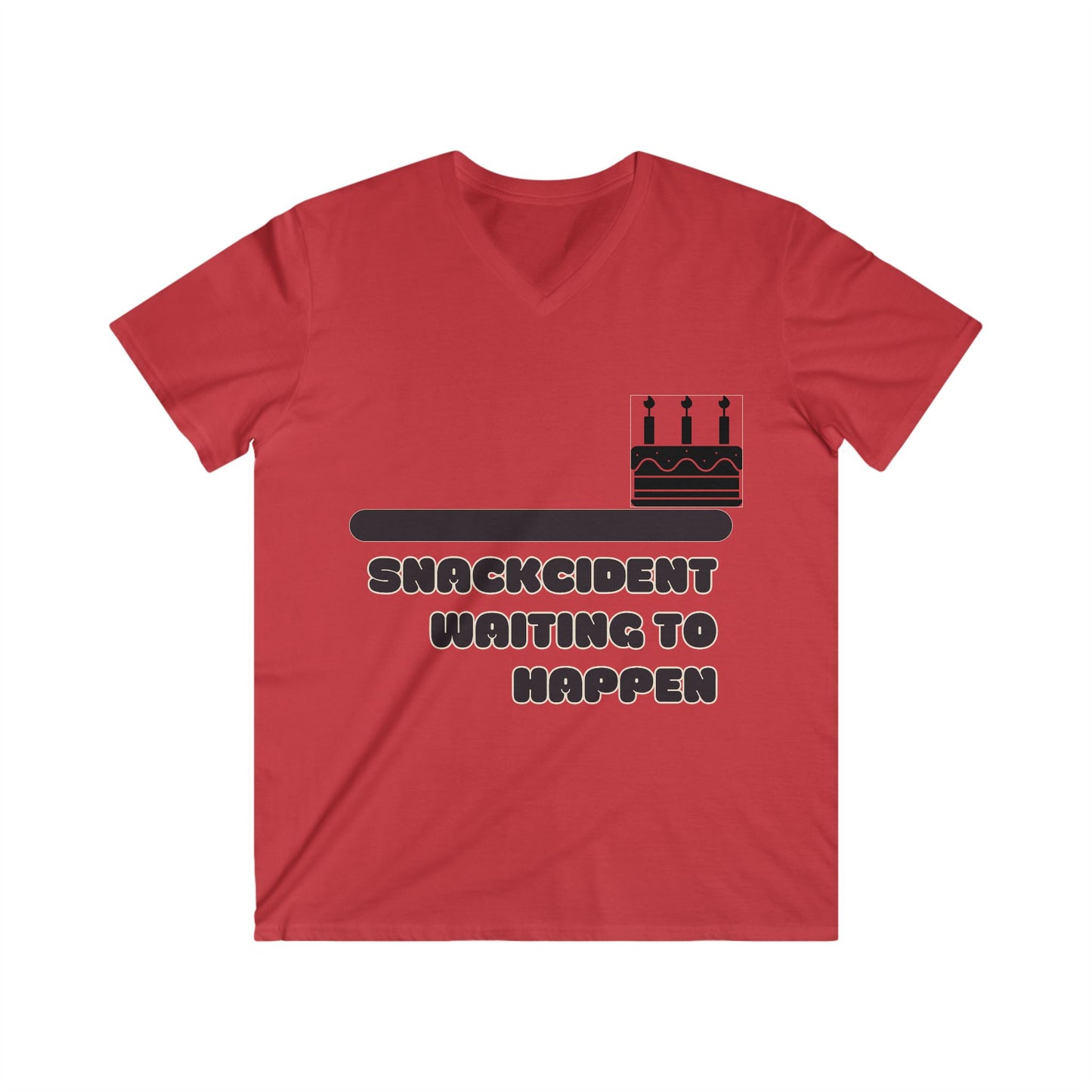 Humorous Men's V-Neck Tee - Snackcident Waiting to Happen, Funny Gift, Casual Wear, Birthday Party, Food Lover Apparel