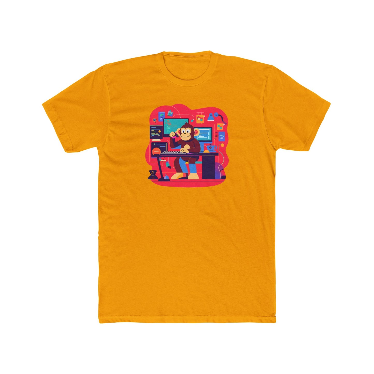 Playful Monkey Themed Unisex Cotton Crew Tee, Fun Gamer Shirt, Casual Tee, Graphic Tee, Gift for Kids and Teens
