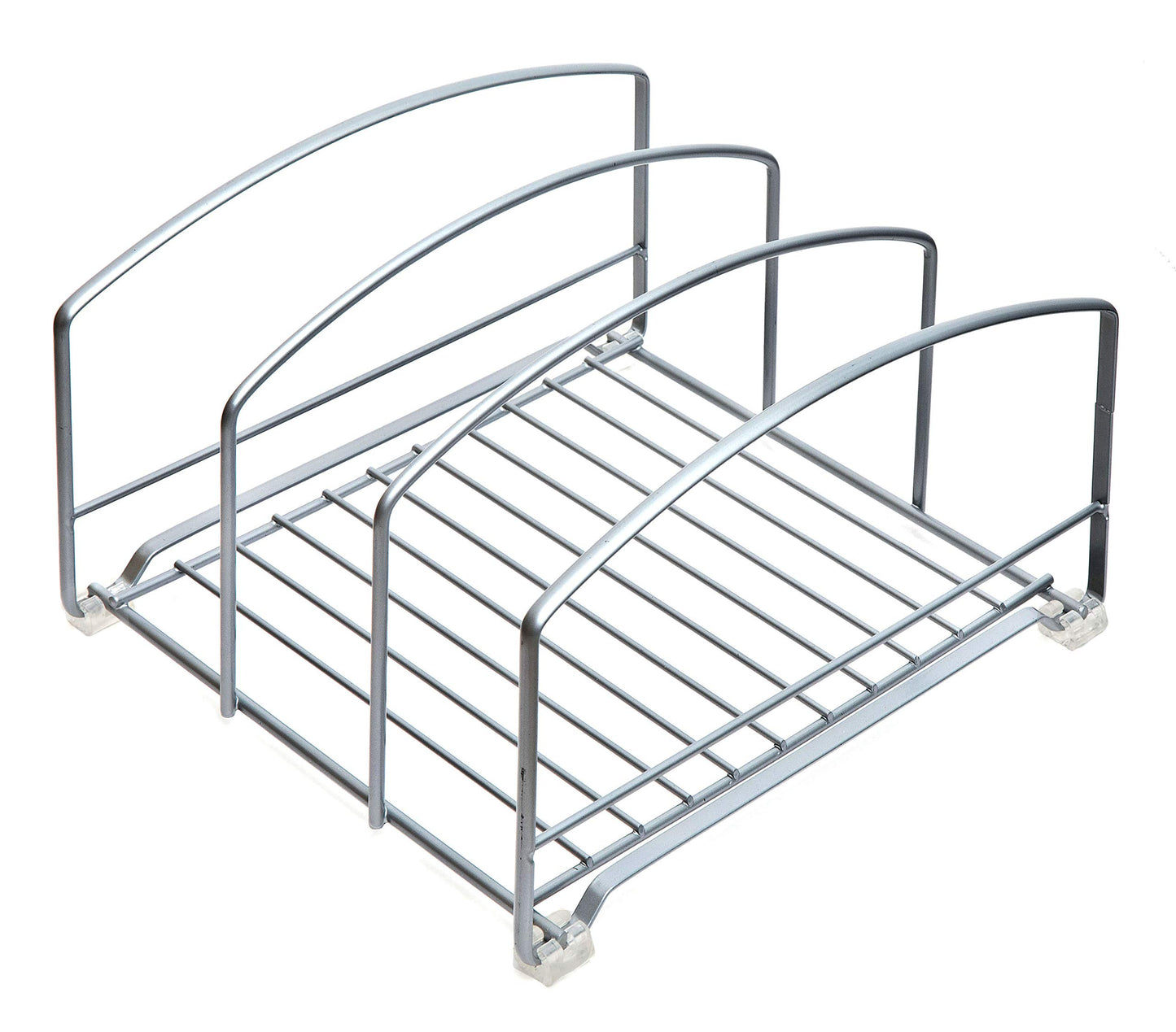 Amtido Kitchen Cupboard Storage Organiser Rack For Trays, Chopping Boards, Cooking Sheets And Baking Accessories – Suitable For Pantry, Cabinet Drawers, Counter-top Or Under Sink – Matt Silver