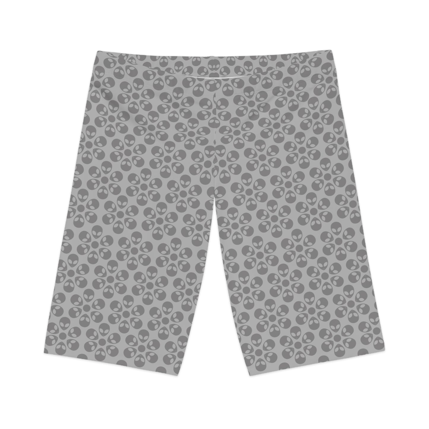 Womens Bike Shorts Alien Flowers Light Grey