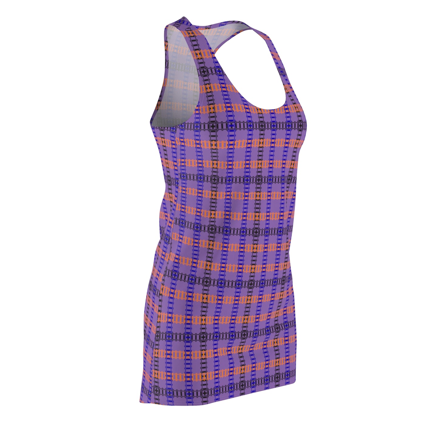 Vibrant Plaid Racerback Dress for Effortless Style Casual Summer Wear Festival Fashion Beach CoverUp Everyday Comfort Train Tracks Light Purple