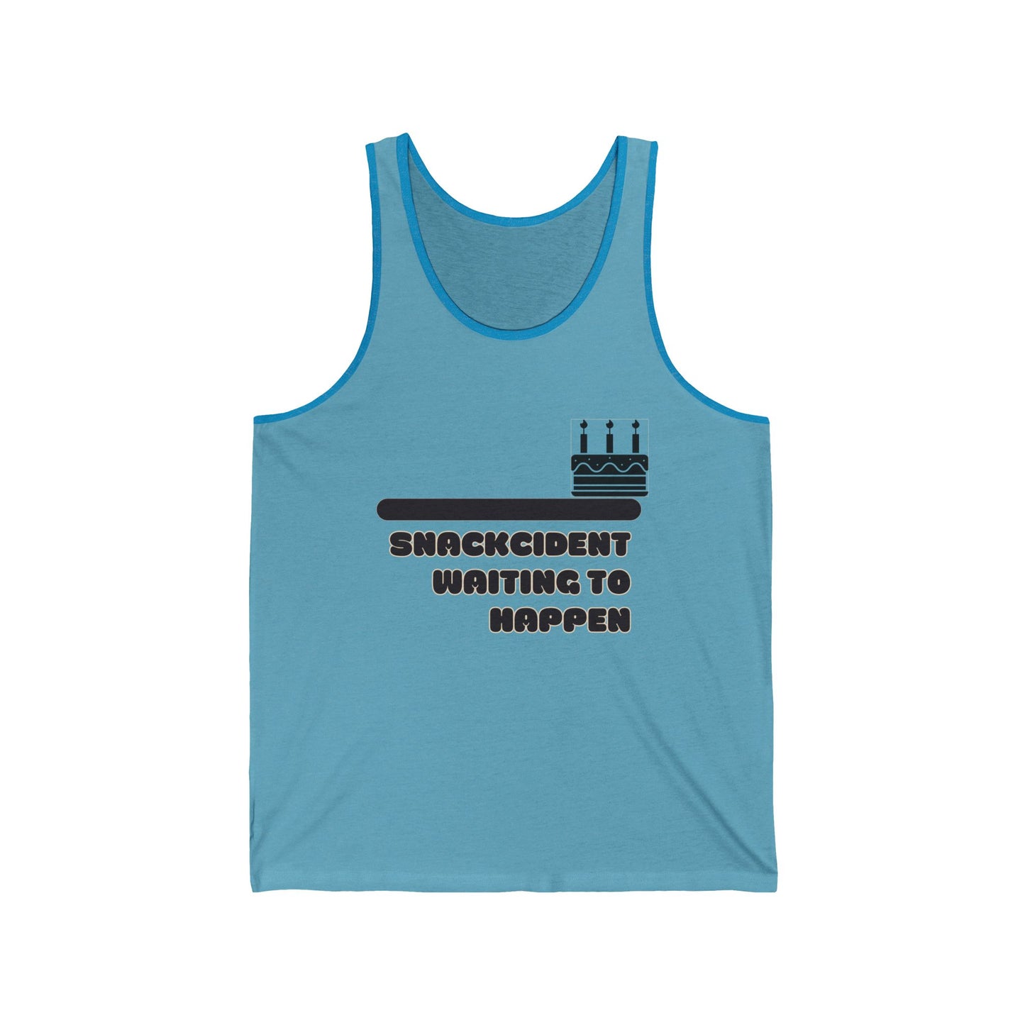 Shackcident Jersey Tank for Fun Celebrations, Unisex Birthday Gift, Party Attire, Casual Summer Wear, Unique Cake Design