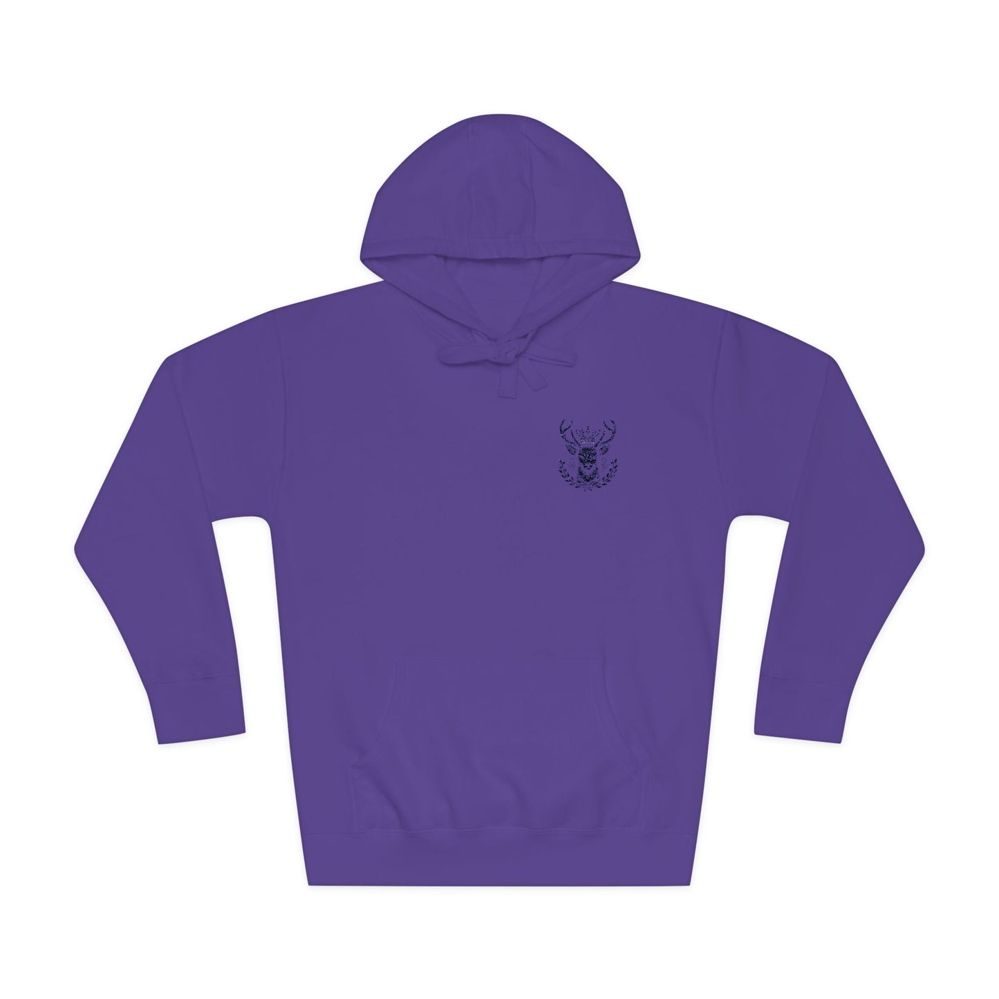 Cozy Unisex Fleece Hoodie with Deer Emblem - Oh Deer Lord