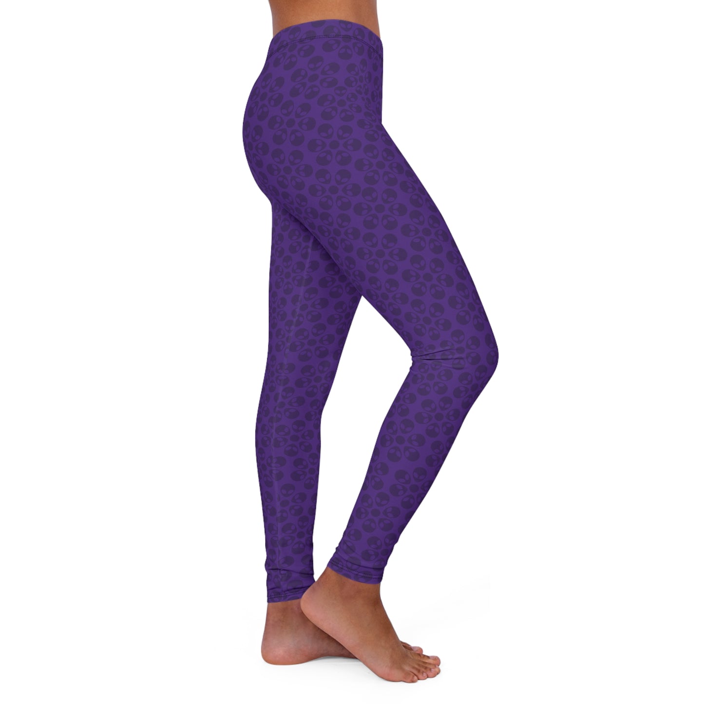 Womens Casual Spandex Leggings Alien Flowers Purple