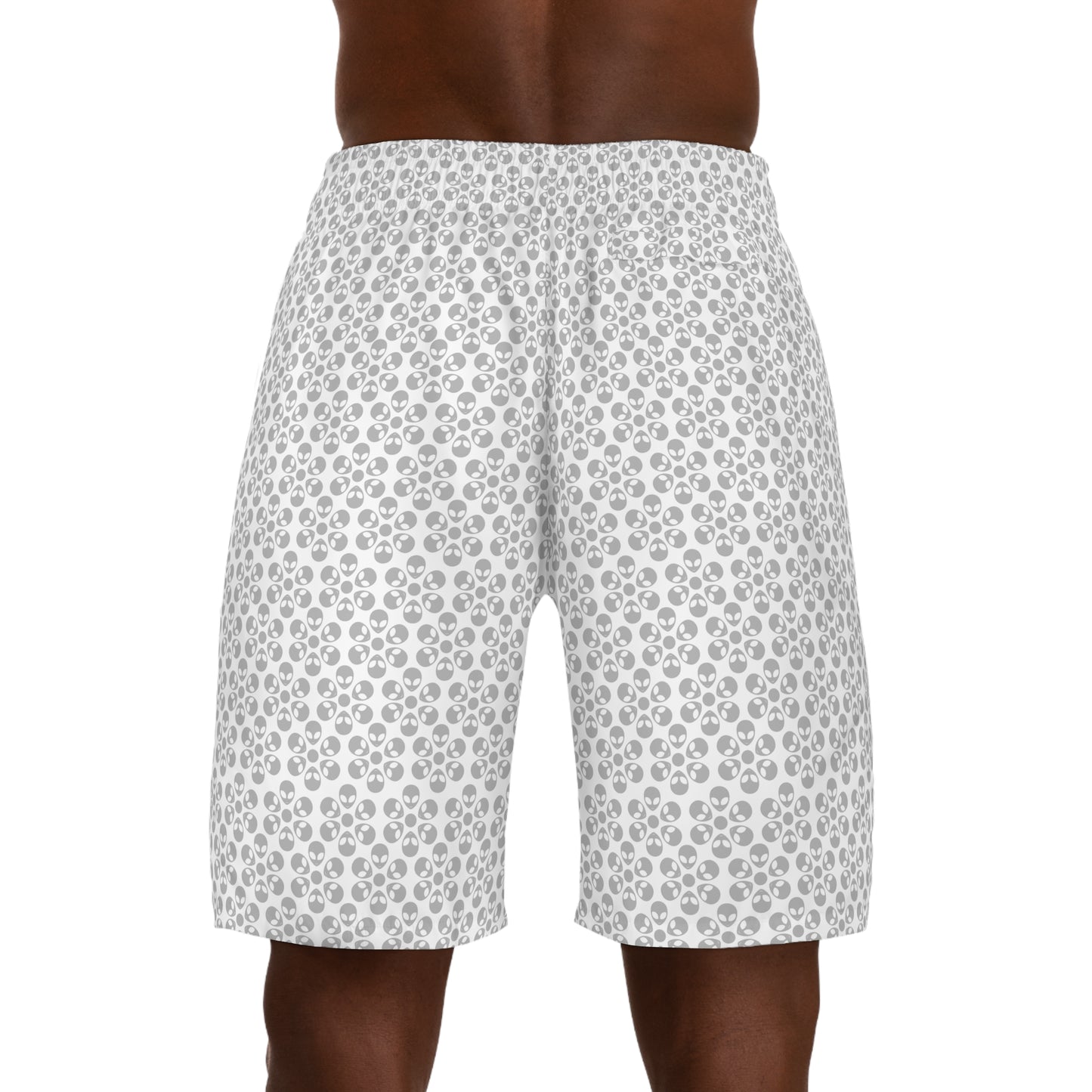 Mens Jogger Shorts Alien Flowers White