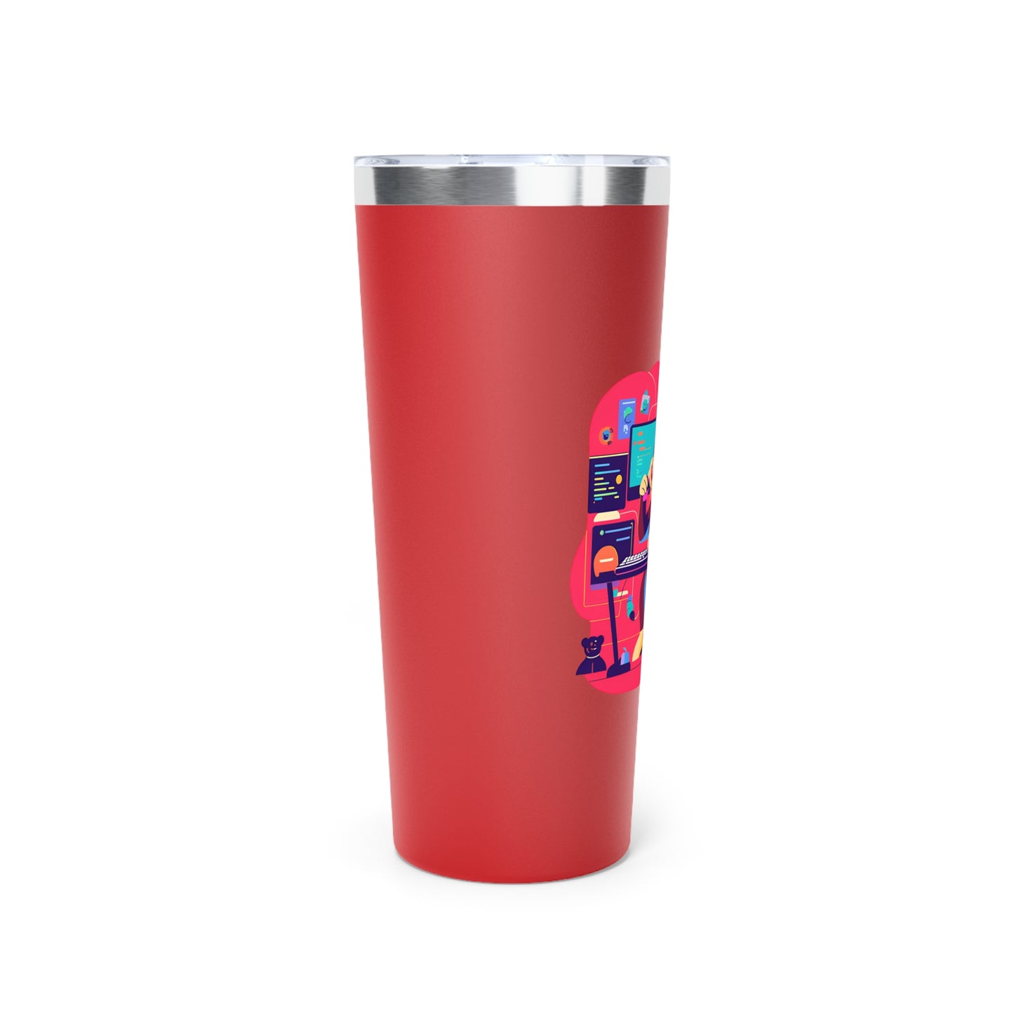 Cute Monkey Gamer Tumbler, 22oz Copper Insulated Drinkware, Perfect for Work & Play, Birthday Gift, Travel Mug, Fun Desk Accessory