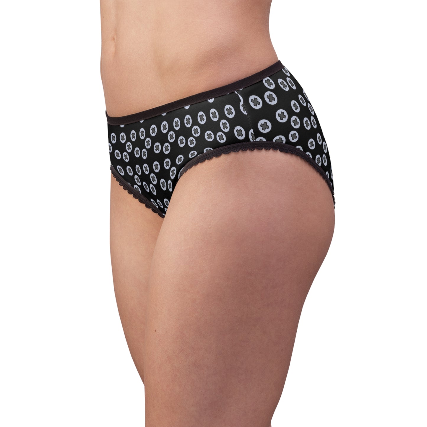 Playful Patterned Women's Briefs - Comfortable Lingerie for Everyday Wear, Cute Underwear Gift, Fun Daily Essentials, Stylish - Black