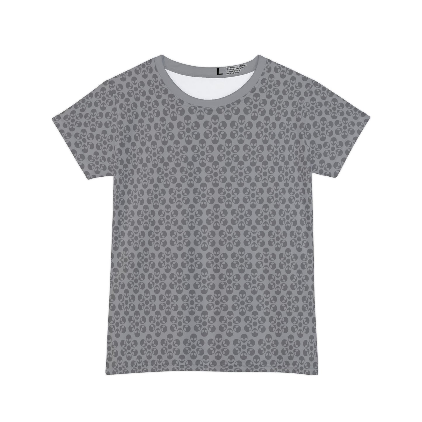 Womens Short Sleeve Shirt Alien Flowers Grey