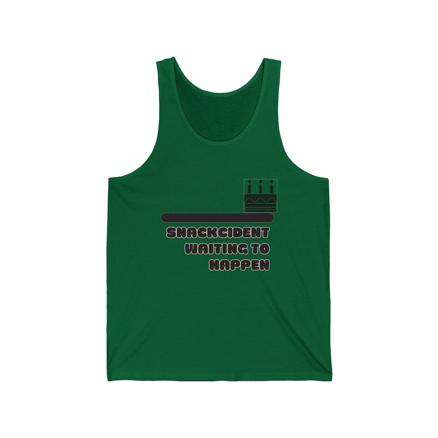 Shackcident Jersey Tank for Fun Celebrations, Unisex Birthday Gift, Party Attire, Casual Summer Wear, Unique Cake Design