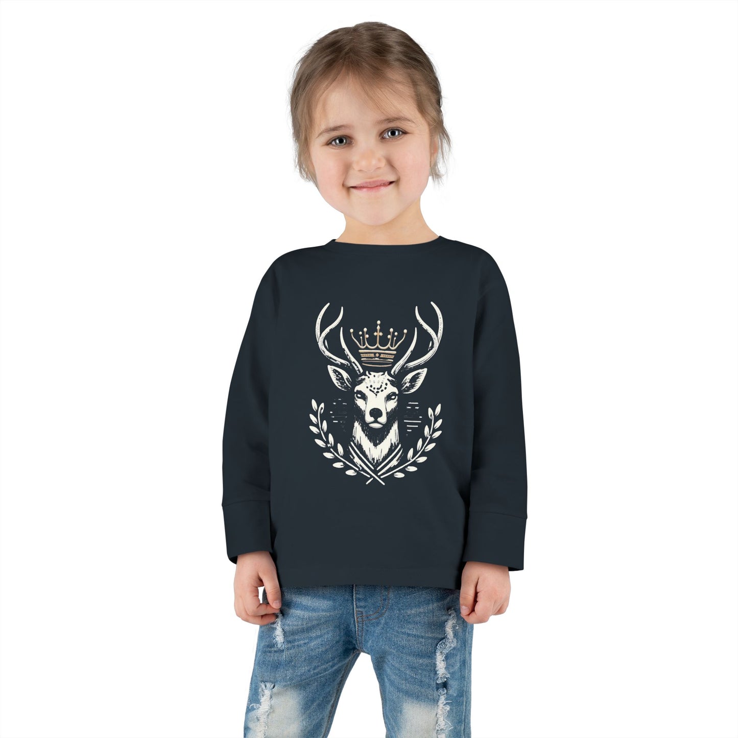 Crowned Deer Toddler Long Sleeve Tee - Oh Deer Lord