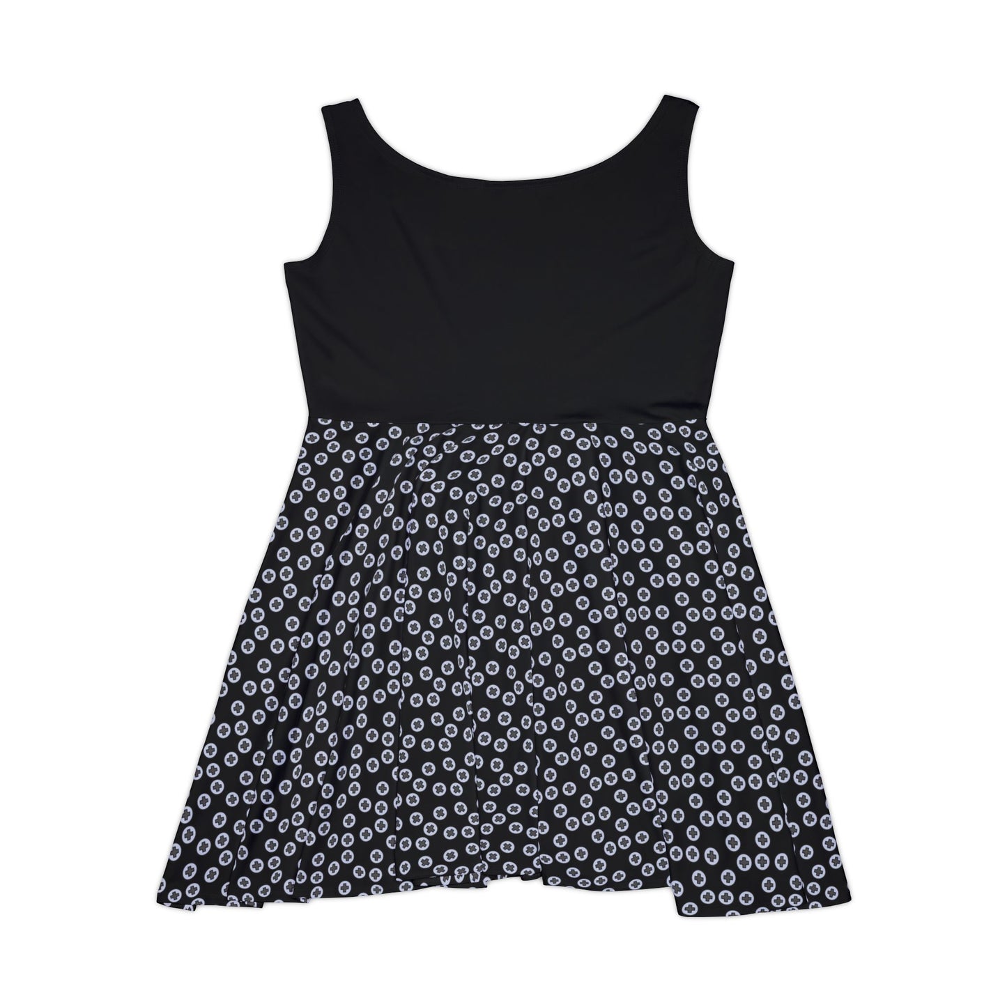 Floral Women's Skater Dress | Summer Outing, Casual Parties, Everyday Wear, Gift for Her, Trendy Fashion - Black