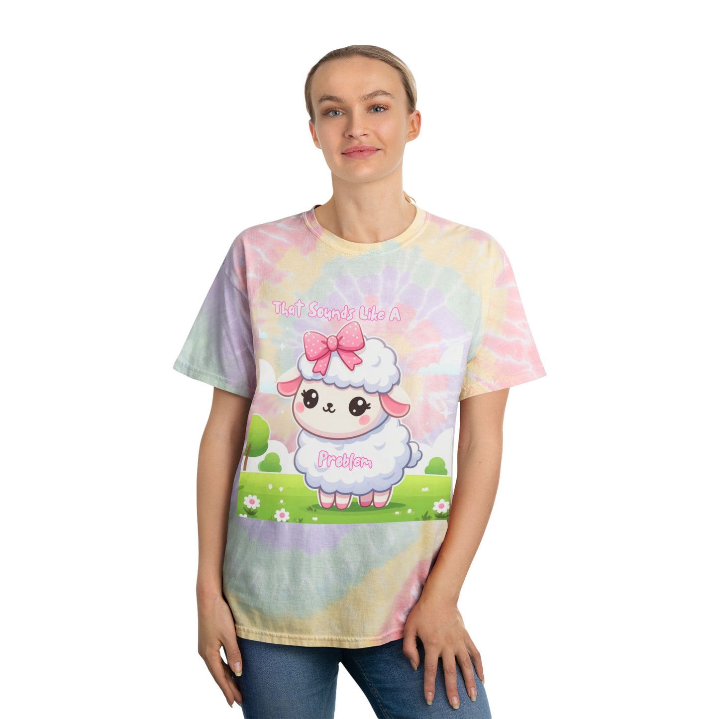 Cute Tie-Dye Sheep Tee, Fun Spiraled Pastel T-Shirt for Kids, Animal Lover Gift, Spring Outing Shirt, Birthday Present, Casual Wear
