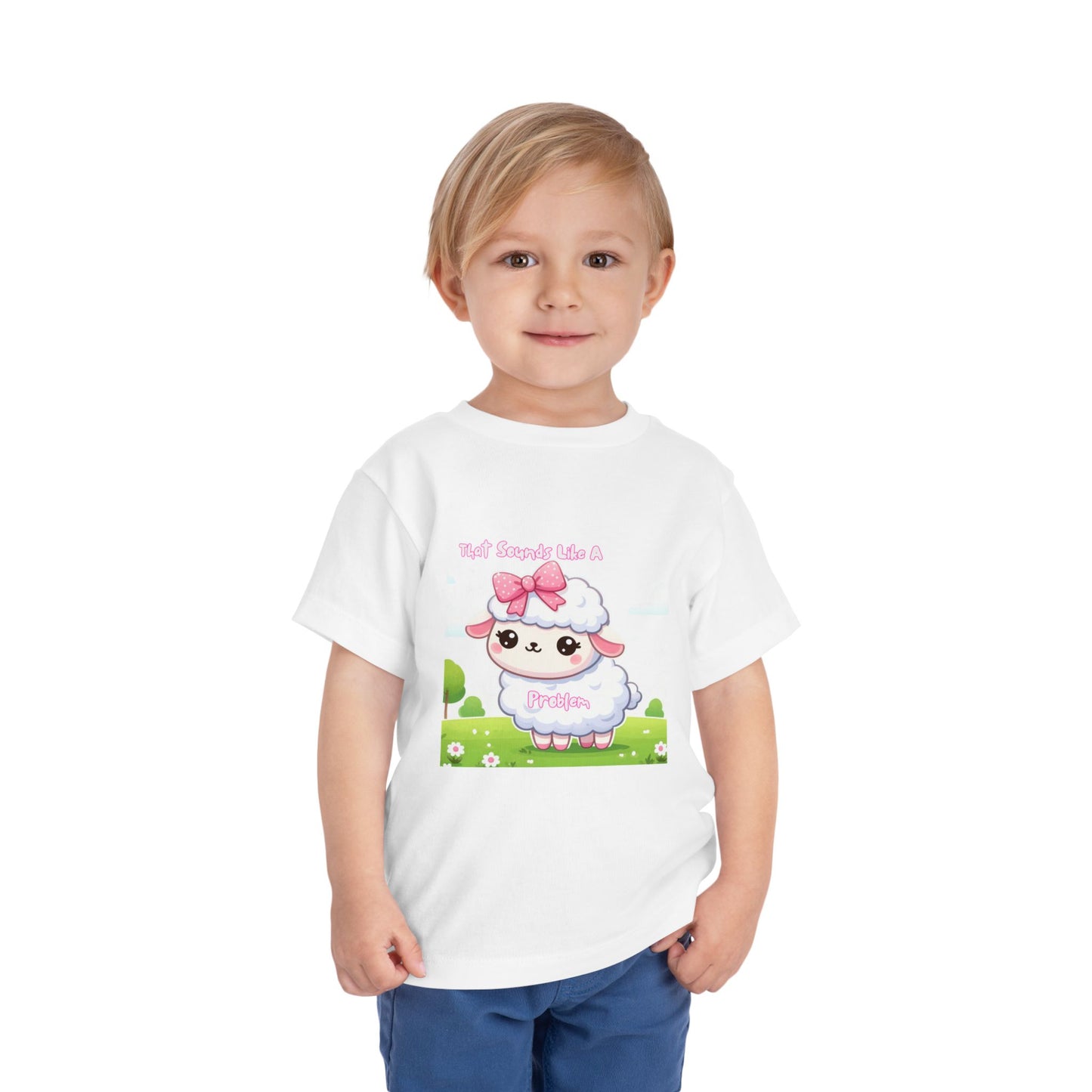 Cute Toddler Short Sleeve Tee - 'Tied Softly Like A Pretty Lamb' Design