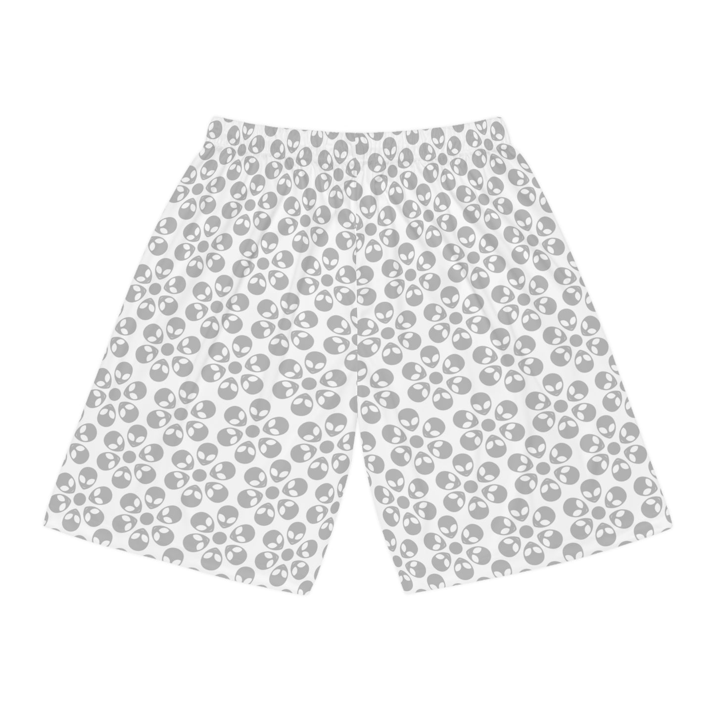 Trendy Skull Pattern Basketball Shorts Summer Activewear Sports Apparel Casual Wear Beach Shorts Gift for Basketball Lovers Alien Flowers White