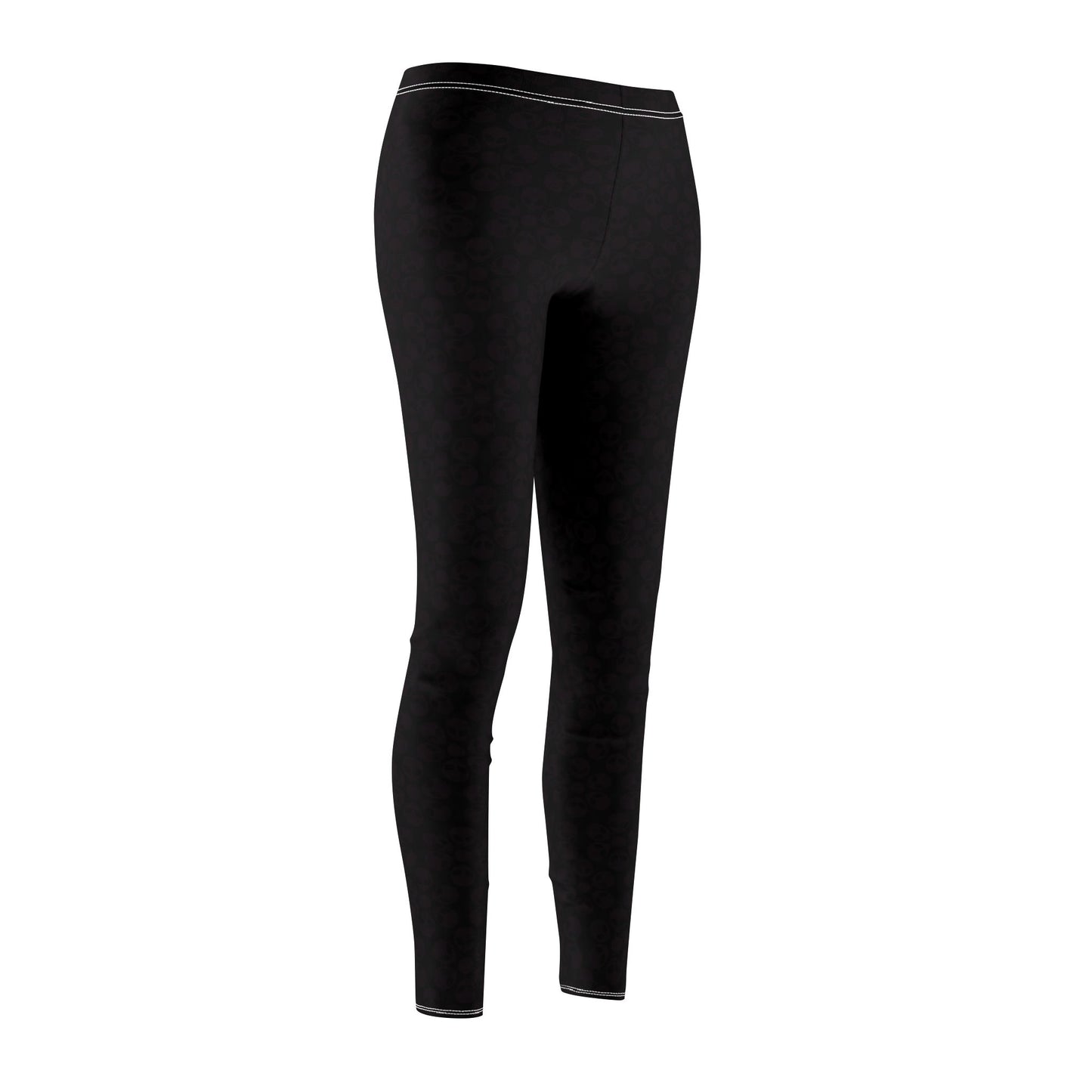 Womens Midrise Casual Leggings Alien Flowers White