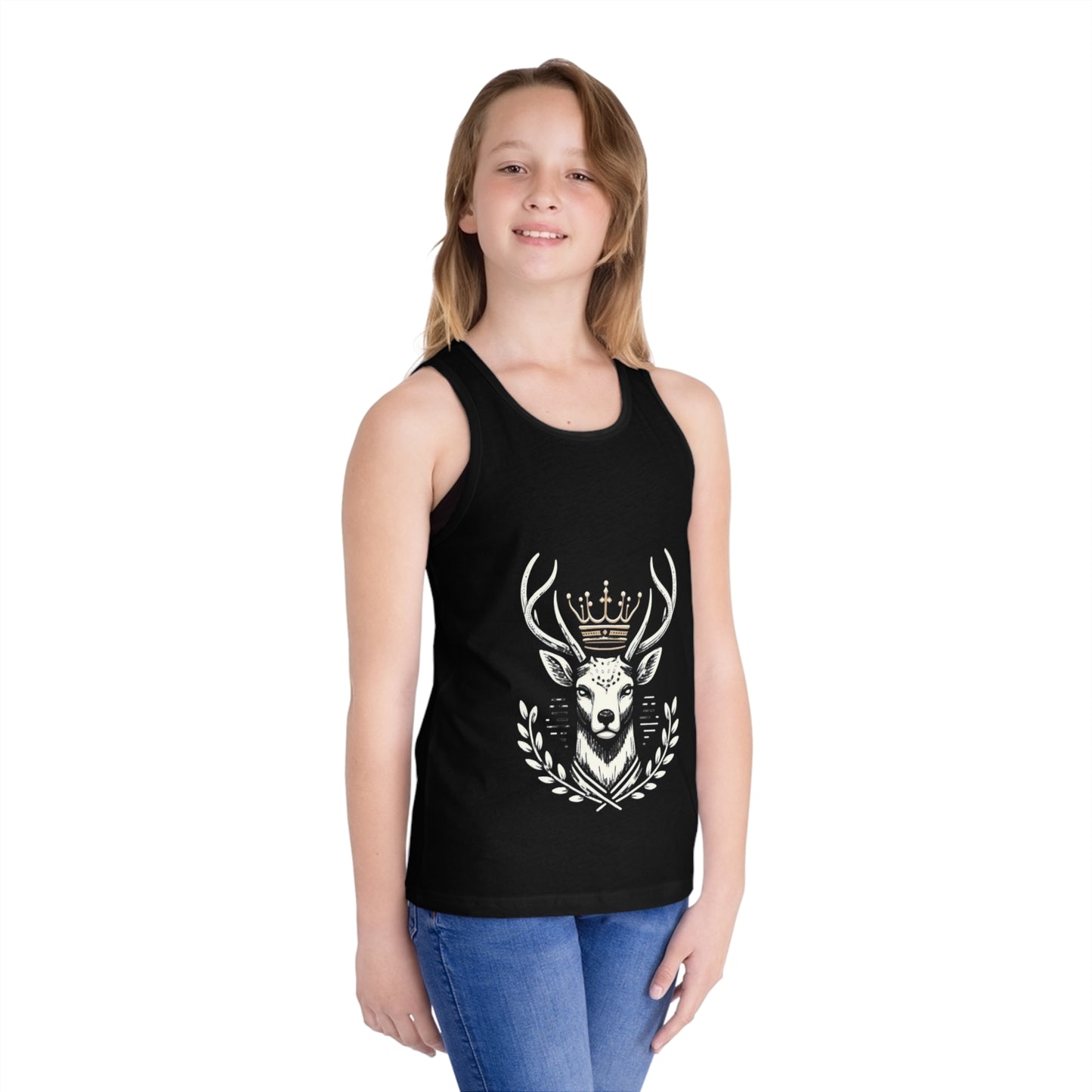 Kids' Jersey Tank Top - Majestic Crowned Deer Design - Oh Deer Lord